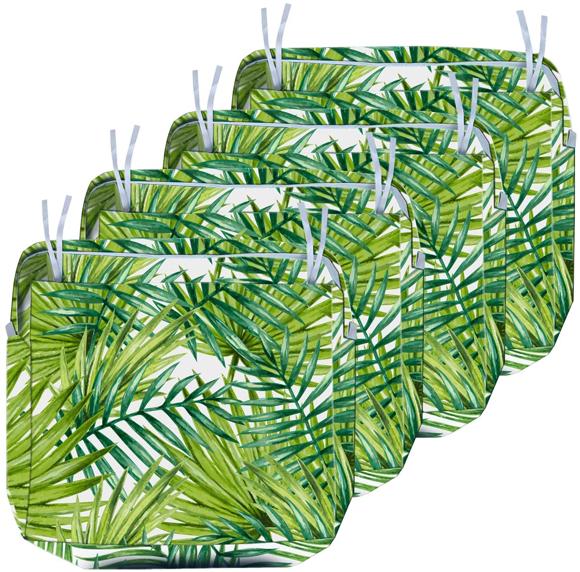 Waterproof 4-Pack Outdoor Deep Seat Patio Cushion Covers - 22x20 Inches Replacement Slipcovers (Tropical Leaves Design) for Patio Furniture, Garden Chairs & Poolside Lounging
