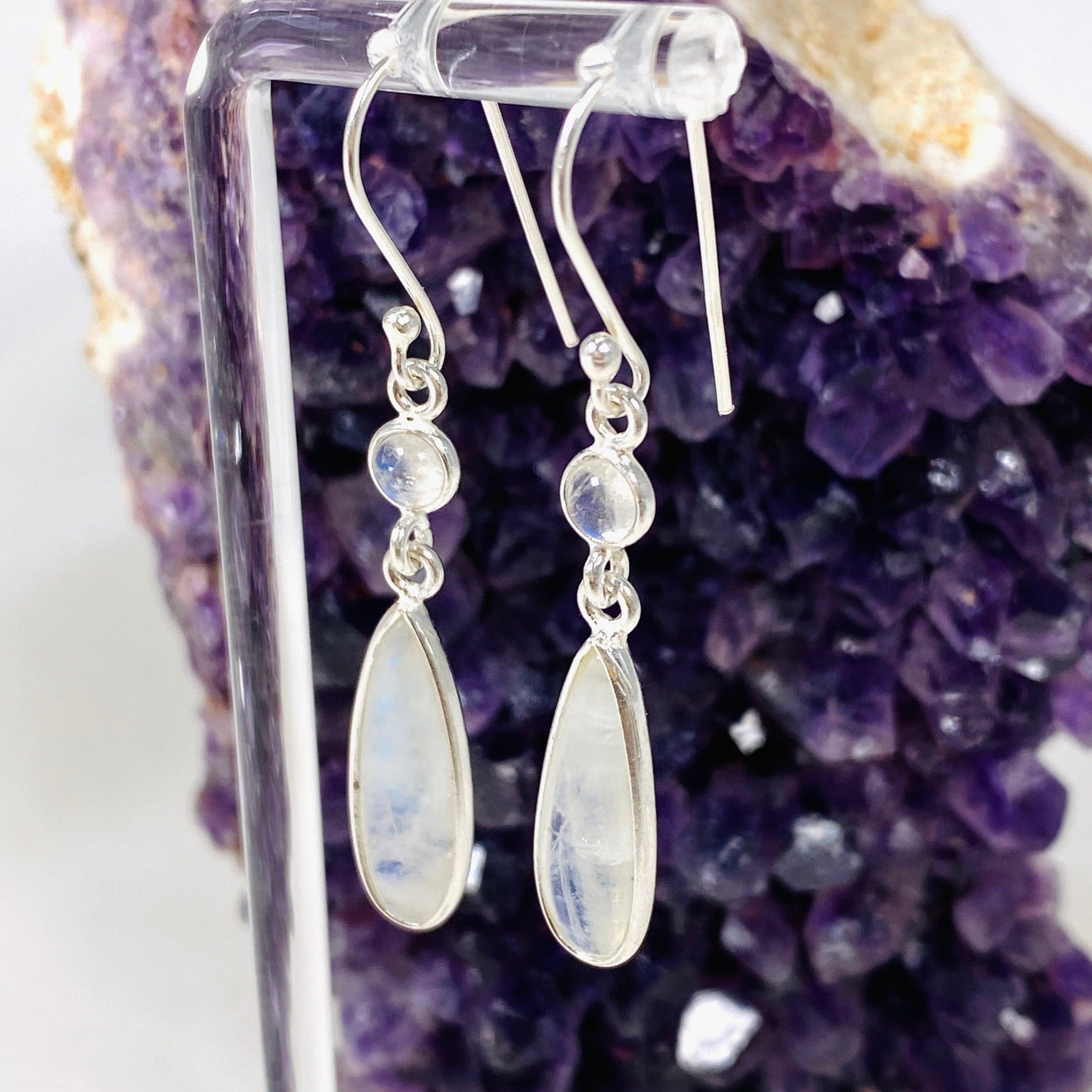 Moonstone Multi Stone Teardrop Earrings KEGJ1403 - Elegant Dangle Jewelry for Women, Perfect for Weddings, Parties & Special Occasions