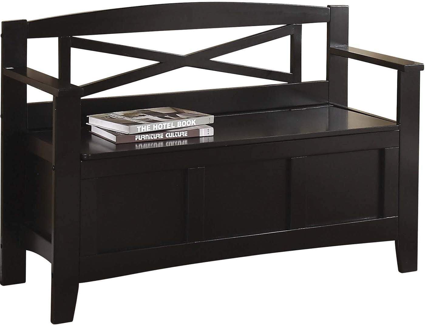 OSP Designs Modern Metro Entryway Bench in Black - Stylish and Durable Hallway Seating for Small Spaces [MET42] - Perfect for Entryways, Hallways, and Mudrooms