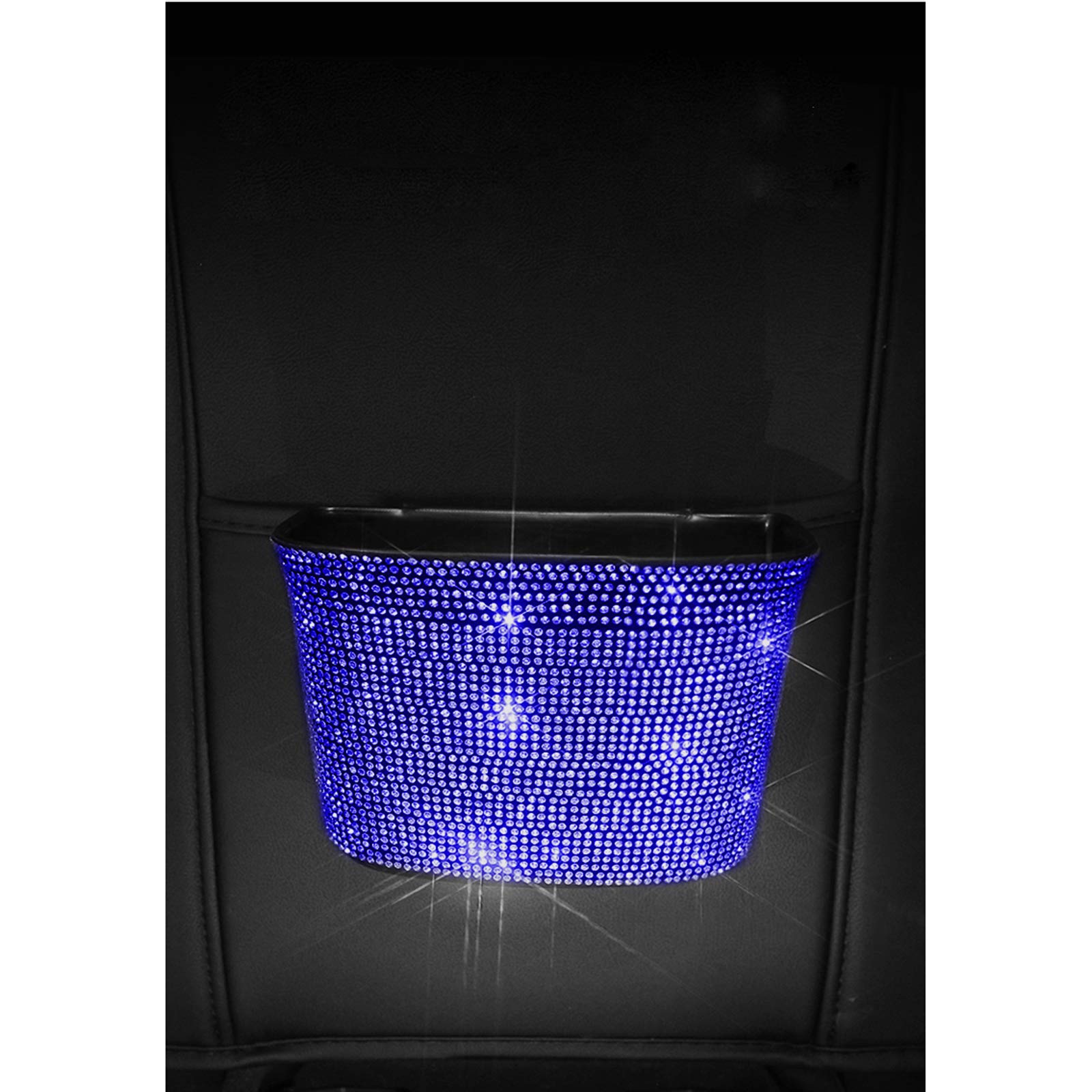 Sparkly Rhinestone Car Trash Can - Hanging Plastic Garbage Bin for Vehicles with Glittering Bling - Perfect for Road Trips, Commuting & Keeping Your Car Clean