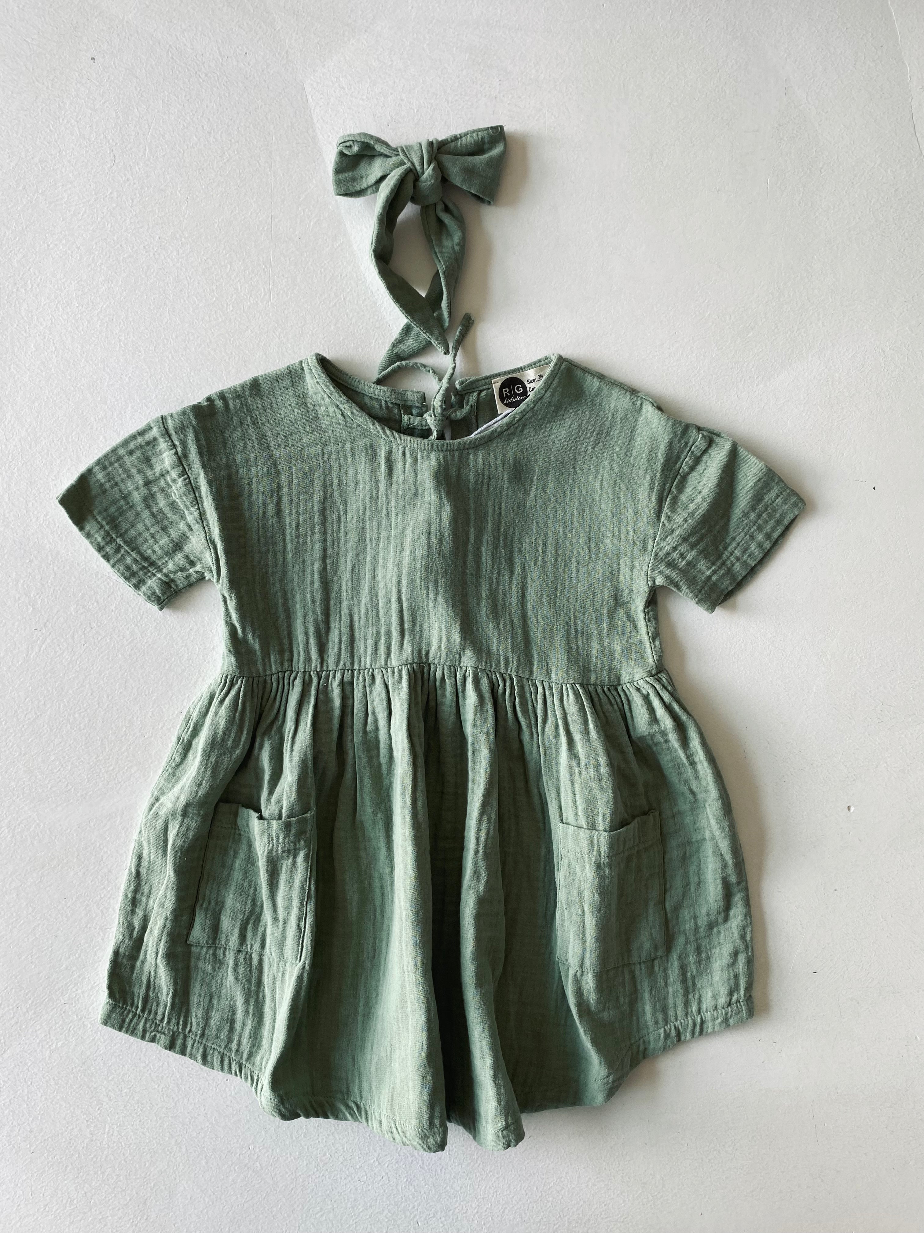 Organic Cotton Muslin Pocket Dress for Baby Girls & Boys - Soft & Breathable for Playtime, Outings & Special Occasions