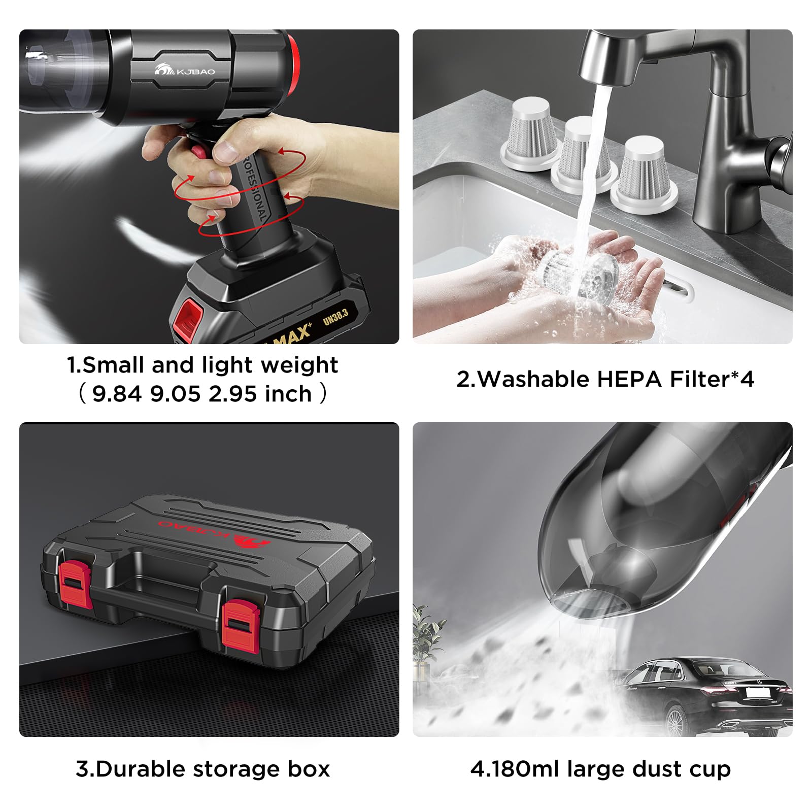 Powerful 21000Pa Cordless Handheld Vacuum Cleaner - 18V/120W Portable Car Vacuum & Air Duster for Home, Office, Pet Hair - Ideal for Quick Car Cleaning, Pet Hair Removal & Workspace Dusting