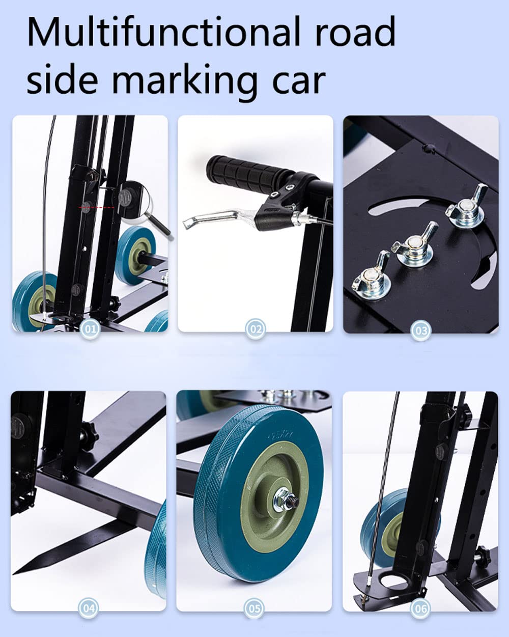 Manual Push Wheel Line Marking Machine with Adjustable Width & Angle Arc - Perfect for School Playgrounds, Sports Courts & Parking Lot Striping
