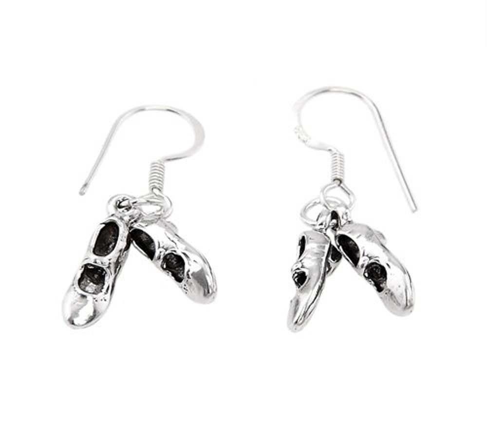 Oxidized Sterling Silver Tap Dance Clogging Shoes Dangle Earrings – Perfect for Dance Performances, Costume Parties & Vintage Jewelry Lovers