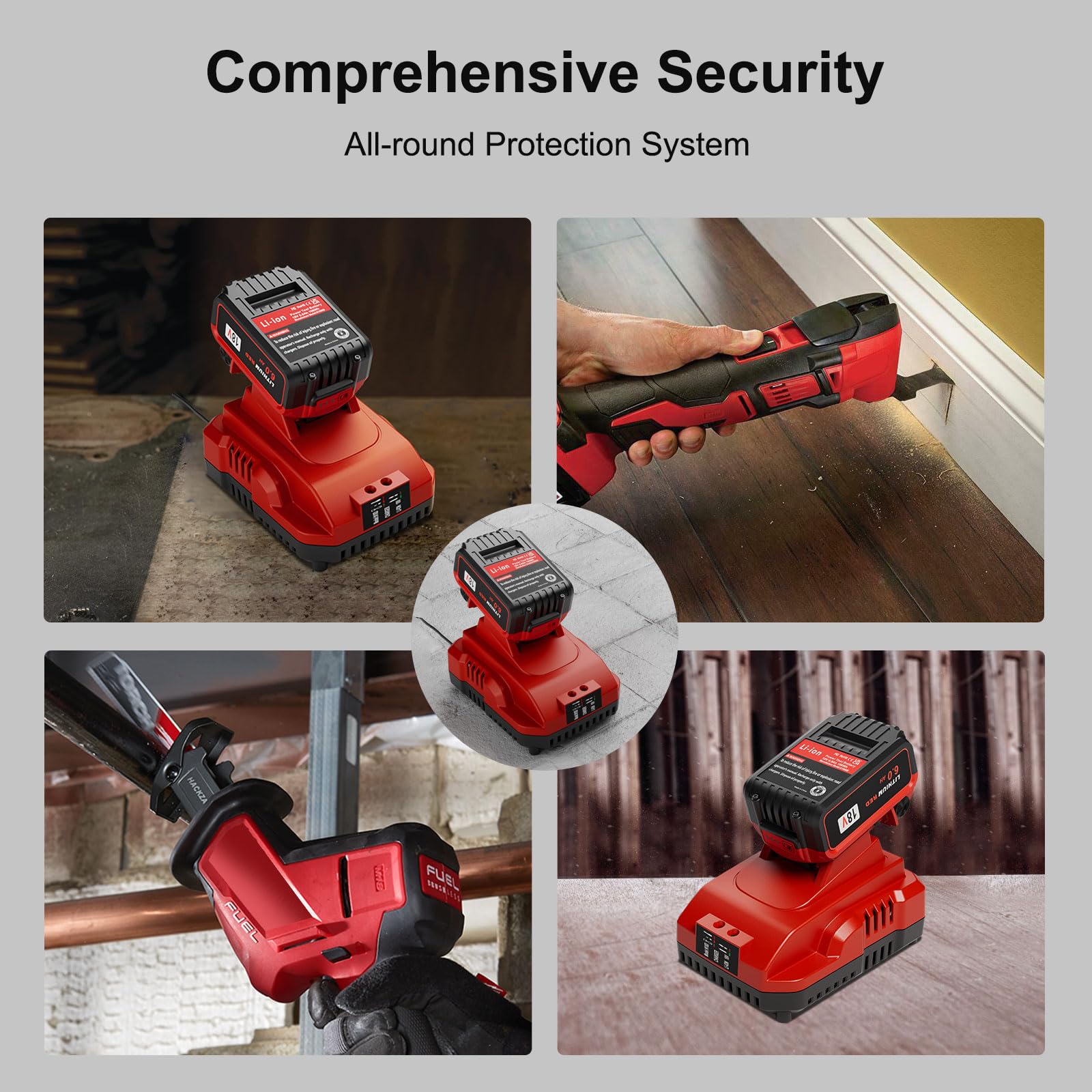 Milwaukee M18 18V Battery Charger Replacement - Compatible with 48-59-1812 (Red) - Fast Charging for Power Tools & Outdoor Equipment