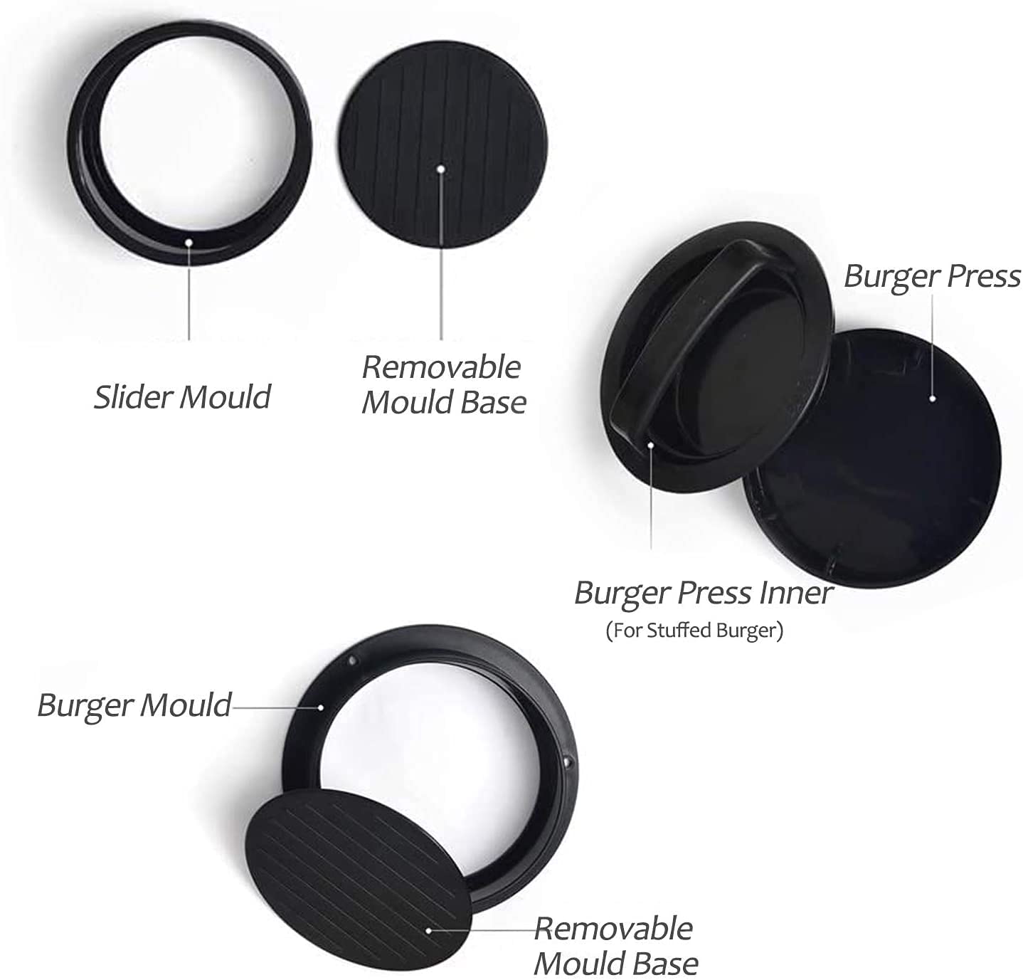 3-in-1 Hamburger Press Patty Maker - Stainless Steel Smash Burger Press for BBQ, Grilling & Cooking - Perfect for Making Stuffed Burgers, Beef Patties & Sliders at Home or Outdoor Parties