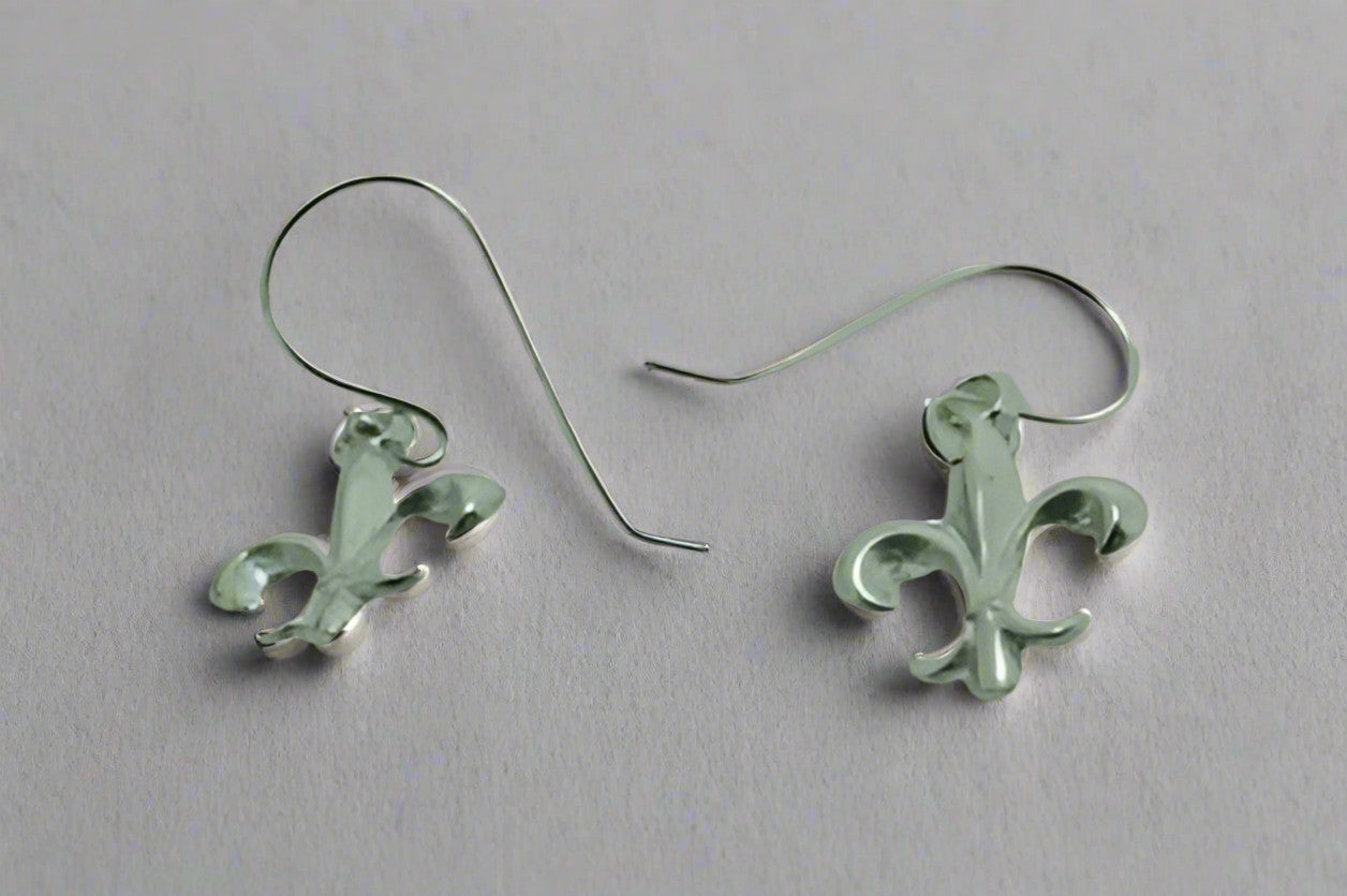 Sterling Silver Fleur de Lis Hook Earrings - Elegant French Symbol Jewelry for Women, Perfect for Parties, Weddings & Everyday Wear