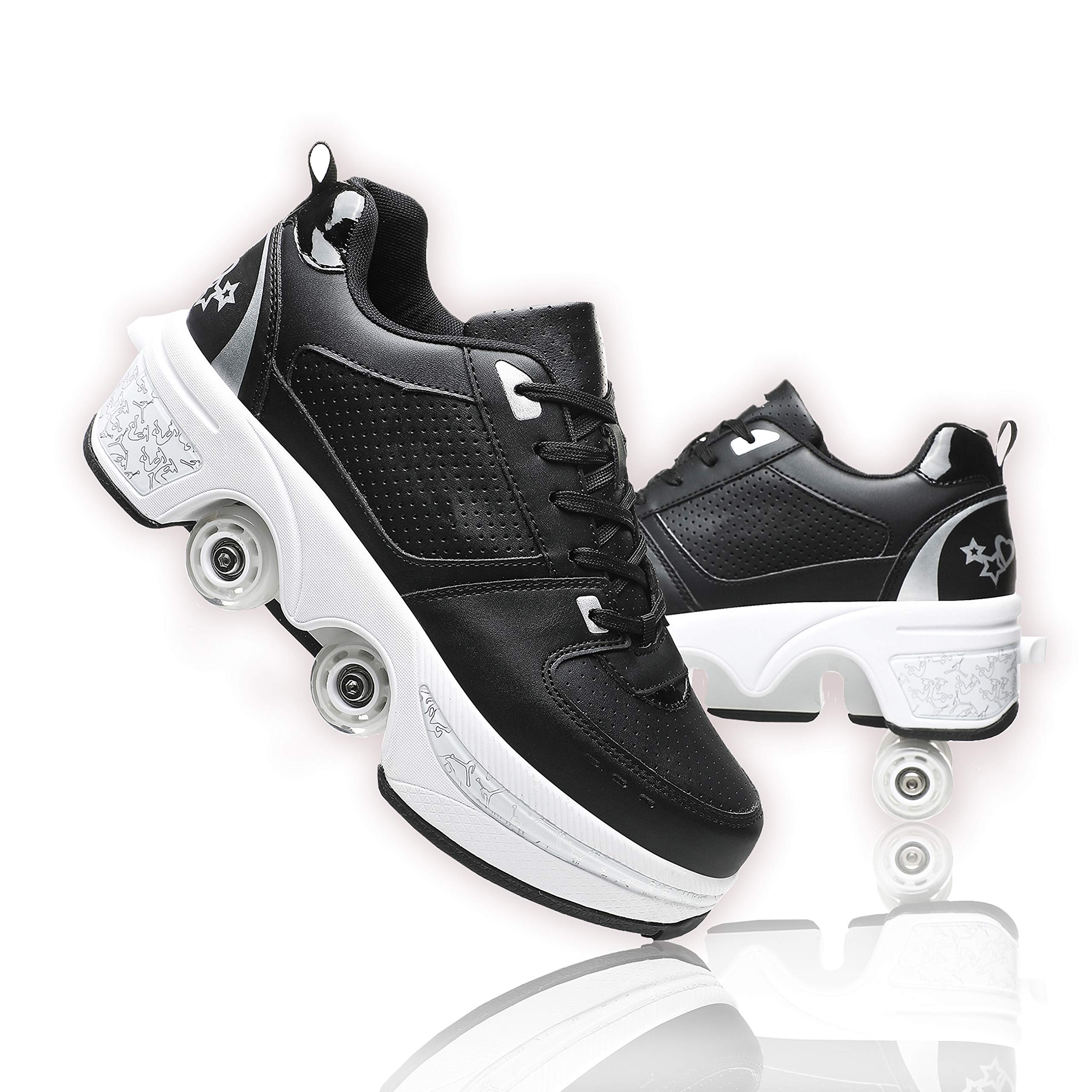 MLyzhe Deformation Roller Shoes for Men Women & Kids - Automatic Walking Shoes with Double-Row Deform Wheels - Invisible Pulley Skates for Indoor/Outdoor Fun, Commuting & Fitness Training