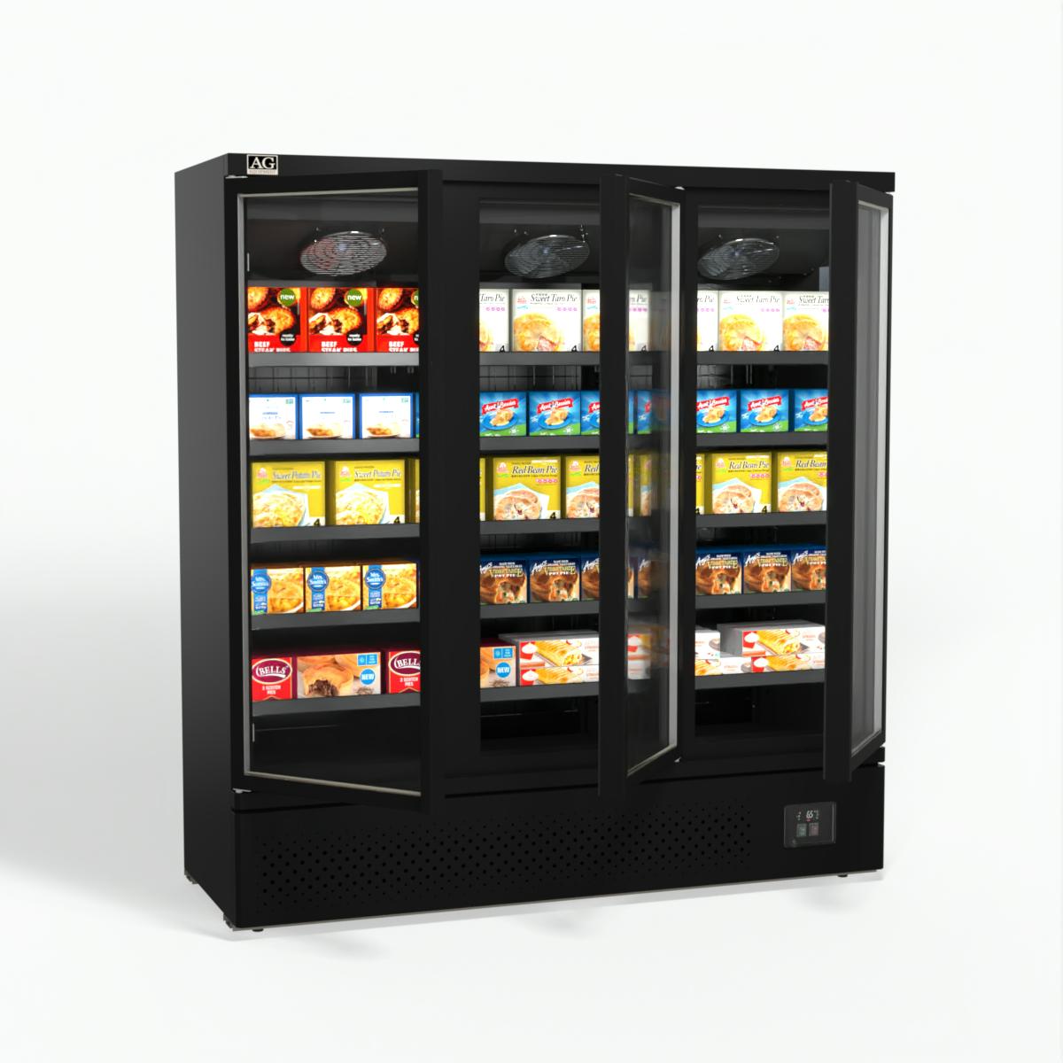 AG Supermarket 3-Door Upright Display Freezer FSB1500 - Commercial Refrigerator for Grocery Stores, Restaurants & Convenience Stores