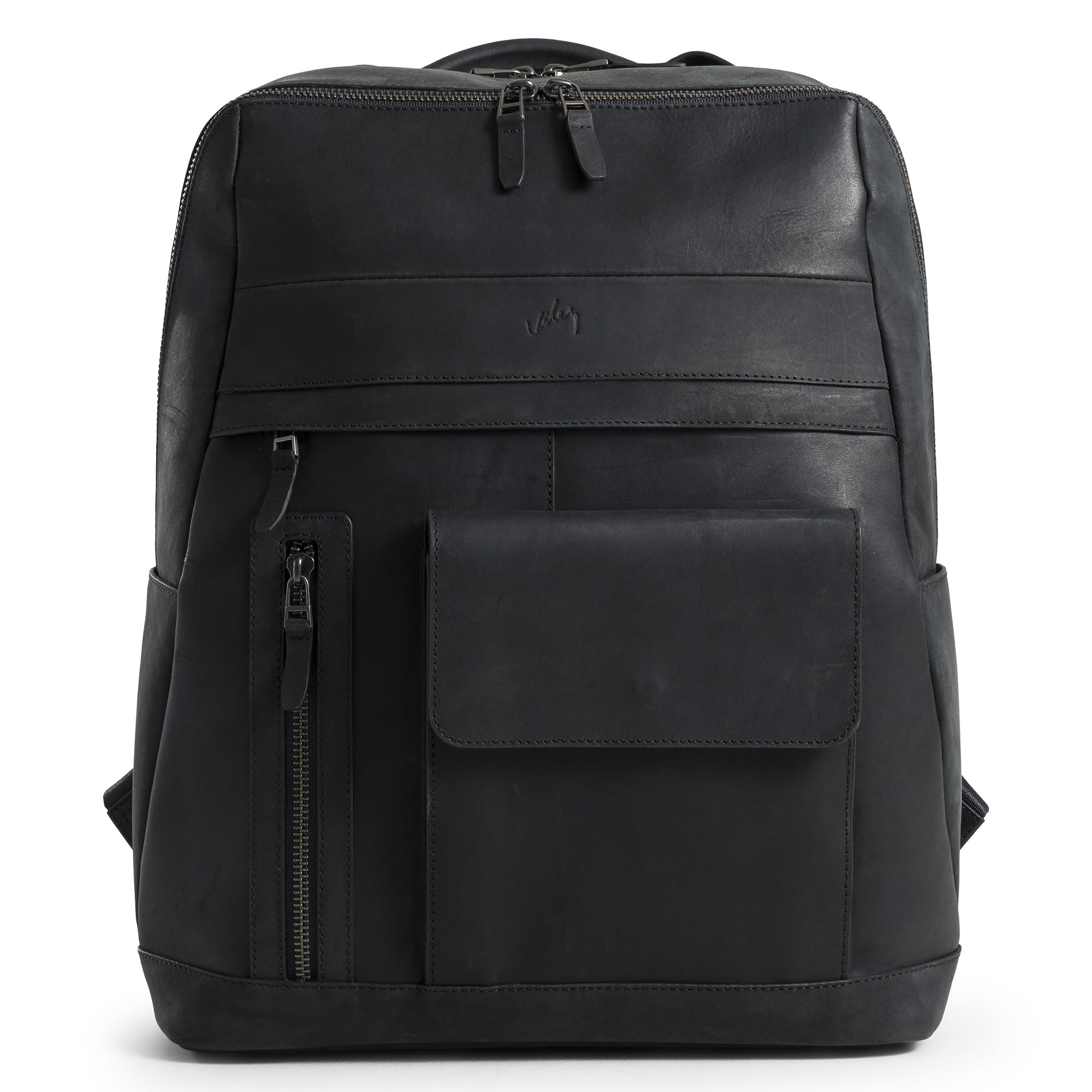 VELEZ Premium Black Top Grain Leather Backpack for Men & Women - 17 Inch Laptop Bag with Large Capacity - Stylish Casual Daypack & Business Travel Computer Bag - Perfect for Work, School, Commuting & Outdoor Adventures
