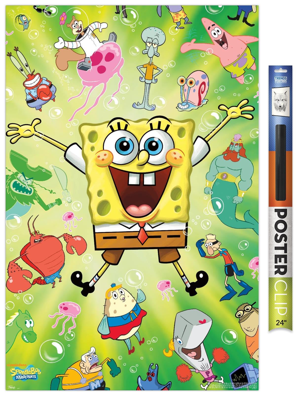 Trends International Nickelodeon SpongeBob SquarePants Burst Wall Poster - 22.375 x 34 Inches Premium Poster & Clip Bundle - Perfect for Kids' Bedroom, Game Room & Classroom Decor
