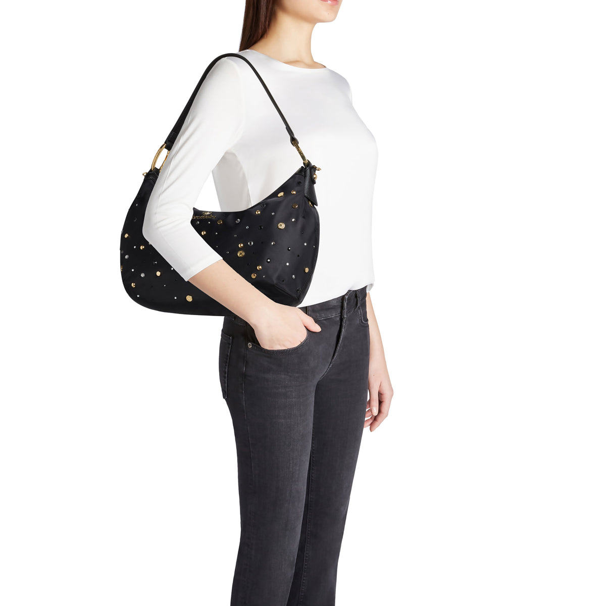 Braccialini Sottospalla Beth Strass Nero Shoulder Bag B18262 TY - Elegant Black Evening Purse for Women, Perfect for Parties, Weddings & Special Occasions