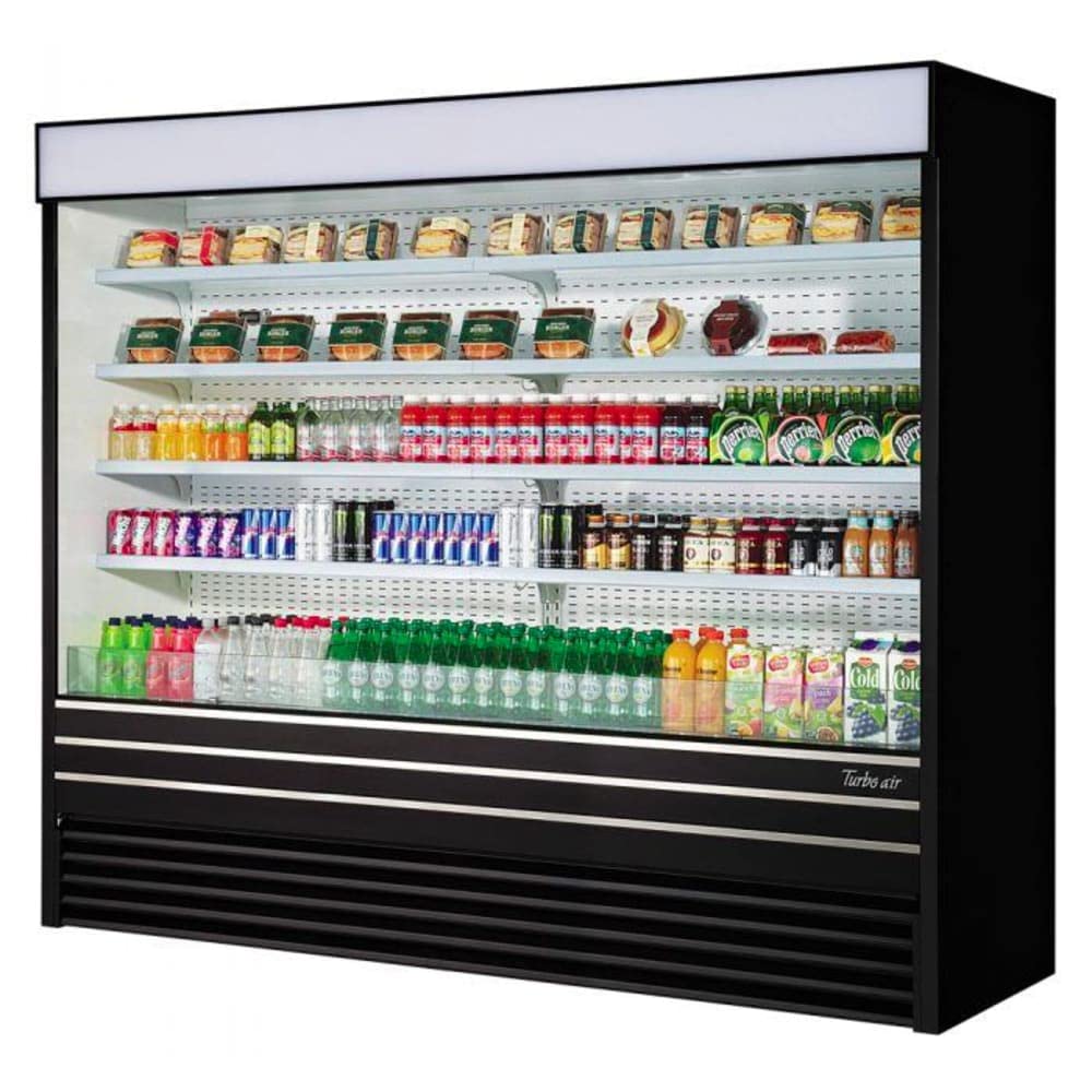 Turbo Air TOM-96EB-N 45.2 cu ft Commercial Black Vertical Open Air Display Merchandiser - Perfect for Supermarkets, Convenience Stores & Deli Showcases