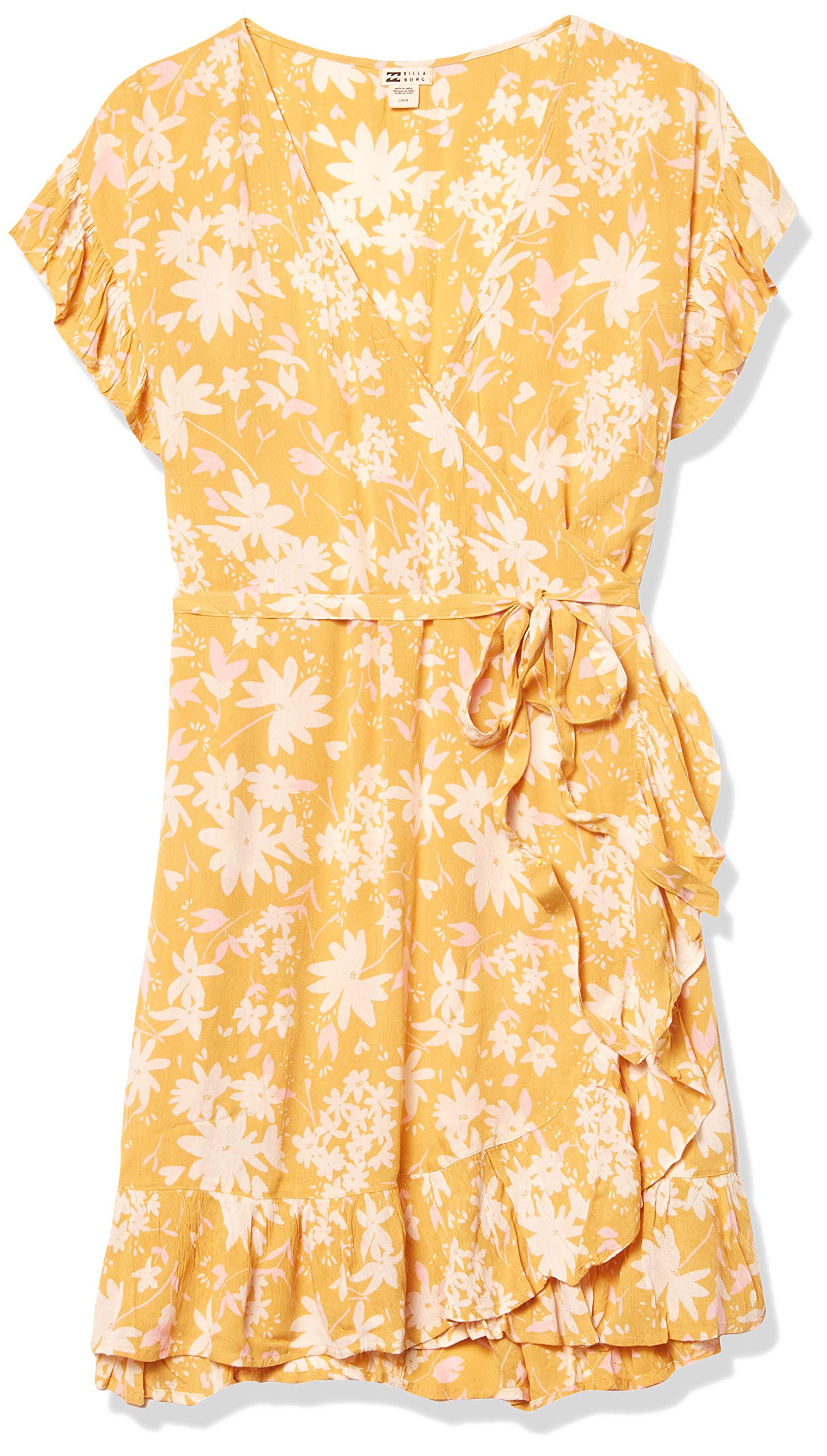 Billabong Women's Wrap and Roll Dress - Flowy Summer Beach Dress with Adjustable Waist Tie, Boho Chic Style for Vacation, Poolside, and Casual Outings