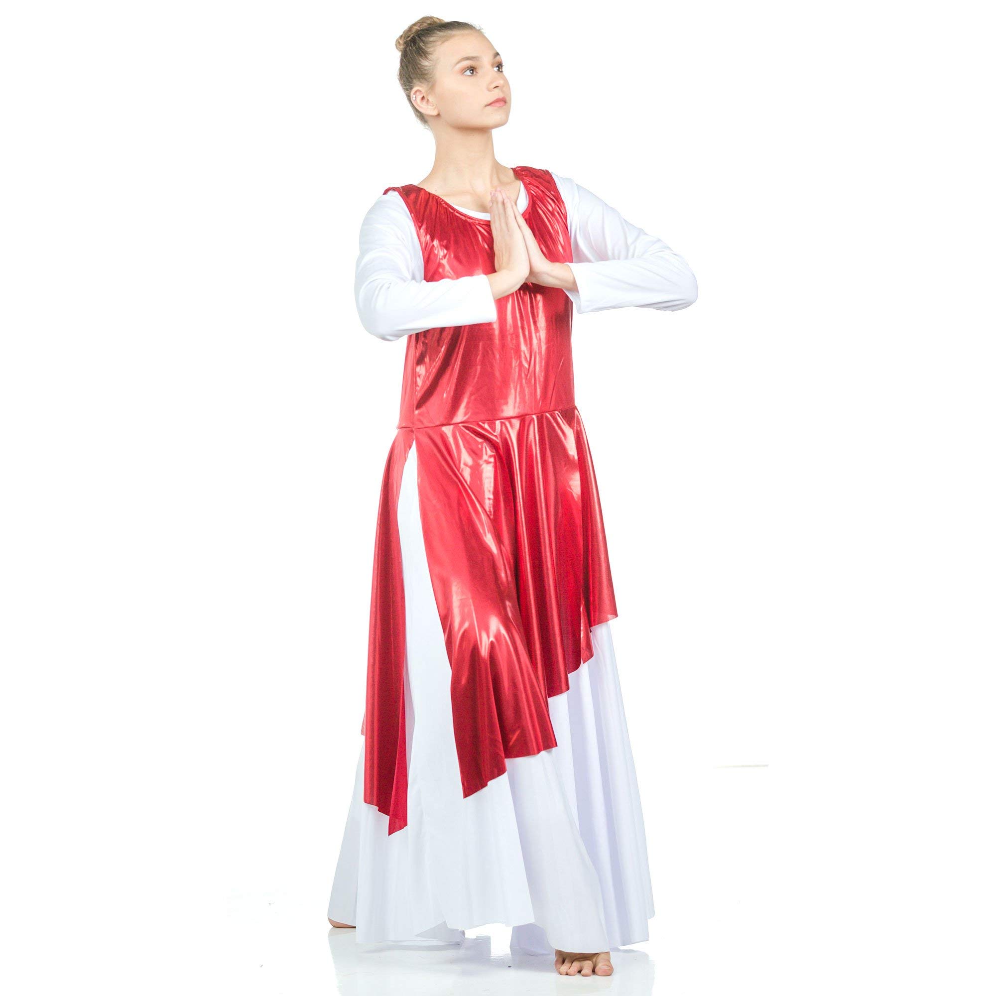 Danzcue Women's Asymmetrical Praise Dance Tunic - Flowy Worship Dance Top for Church Performances & Christian Dance Ministry