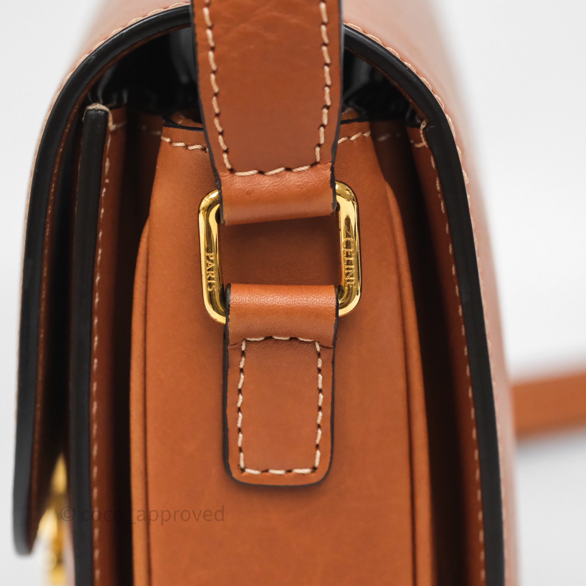 Celine Medium Triomphe Bag in Tan Natural Calfskin Leather - Luxury Crossbody Handbag for Women, Perfect for Work, Travel & Everyday Use