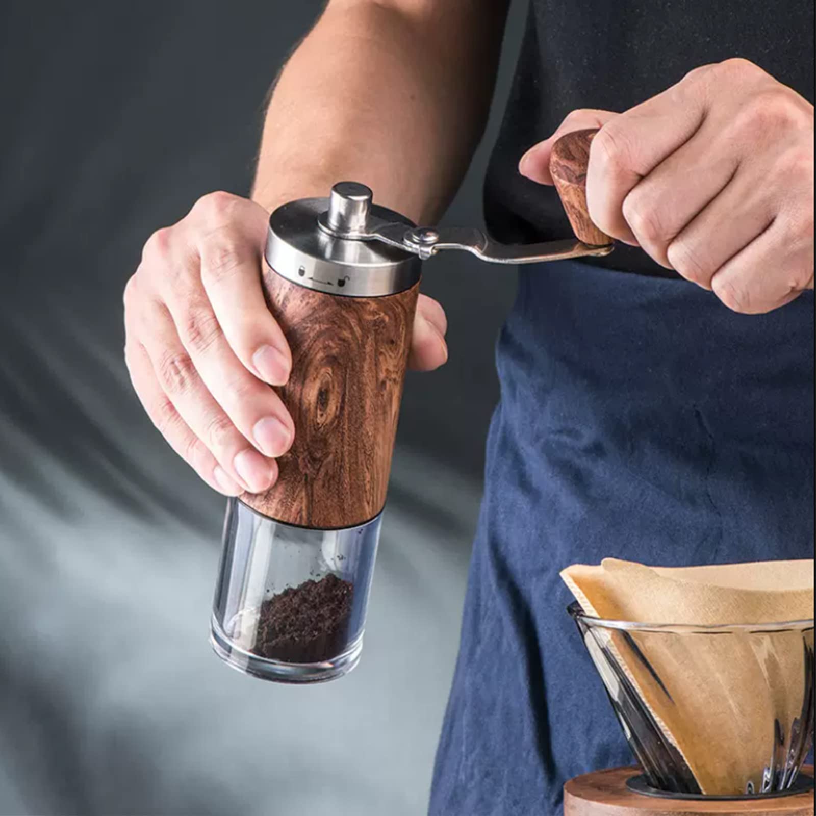 Premium Adjustable Manual Coffee Grinder - Hand Crank Mill for Espresso, French Press & Cold Brew - Perfect for Home, Office & Travel - Portable Coffee Bean Grinder with Ceramic Burrs