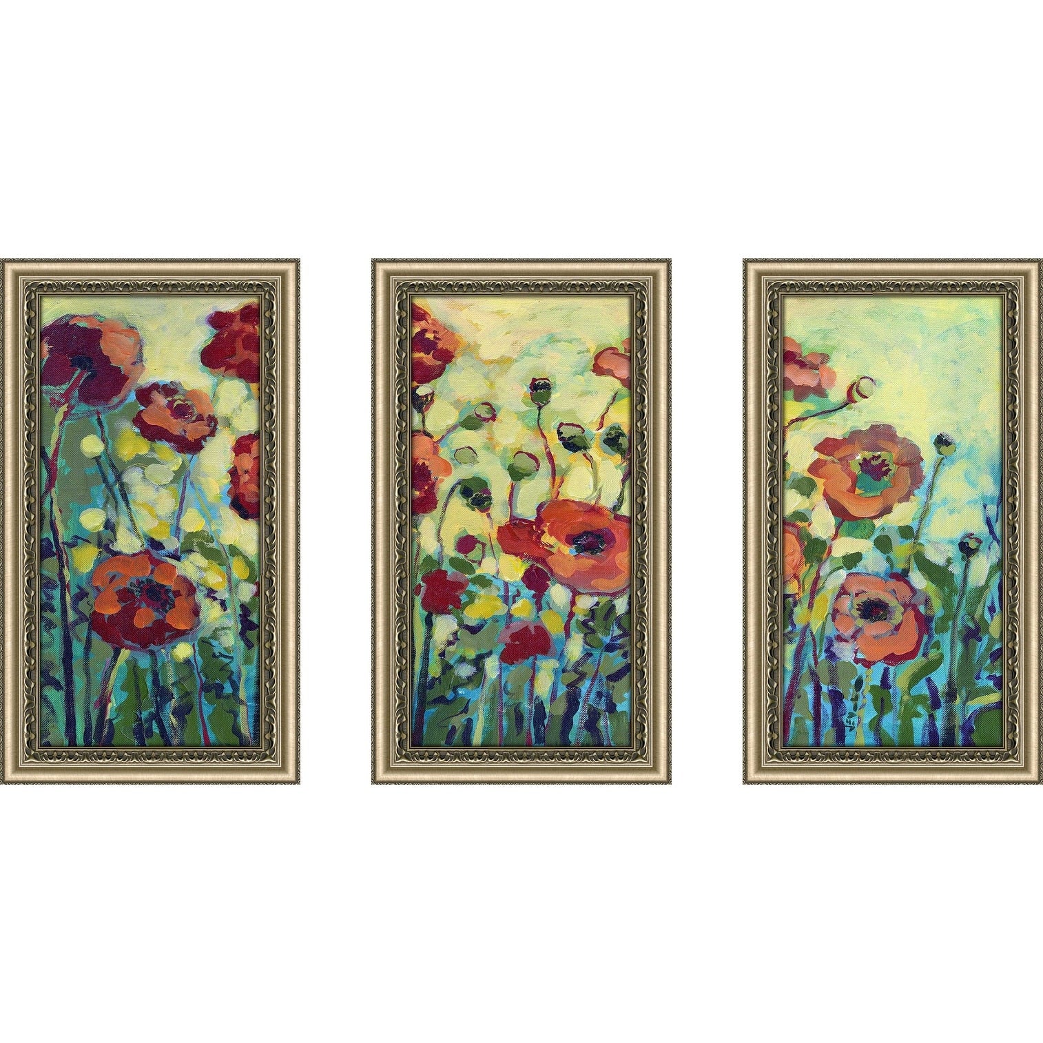 Anitas Poppies 3-Piece Floral Print Acrylic Wall Art Set - Perfect for Living Room, Bedroom & Office Decor