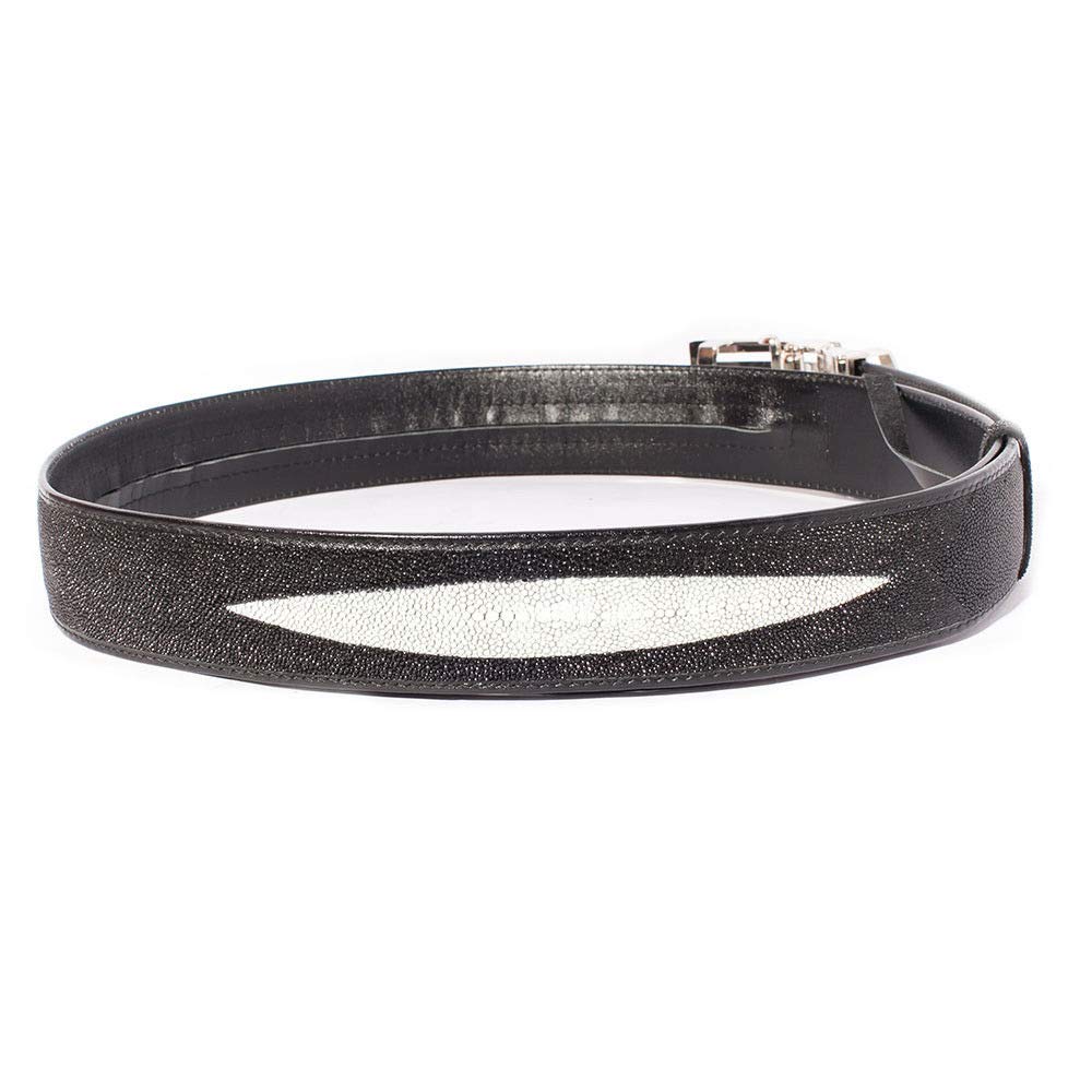 Genuine Stingray Leather Belt for Men - Black Size 42 - Premium Handmade Skin Belt - Durable & Stylish - Perfect for Formal Wear, Business Attire & Special Occasions