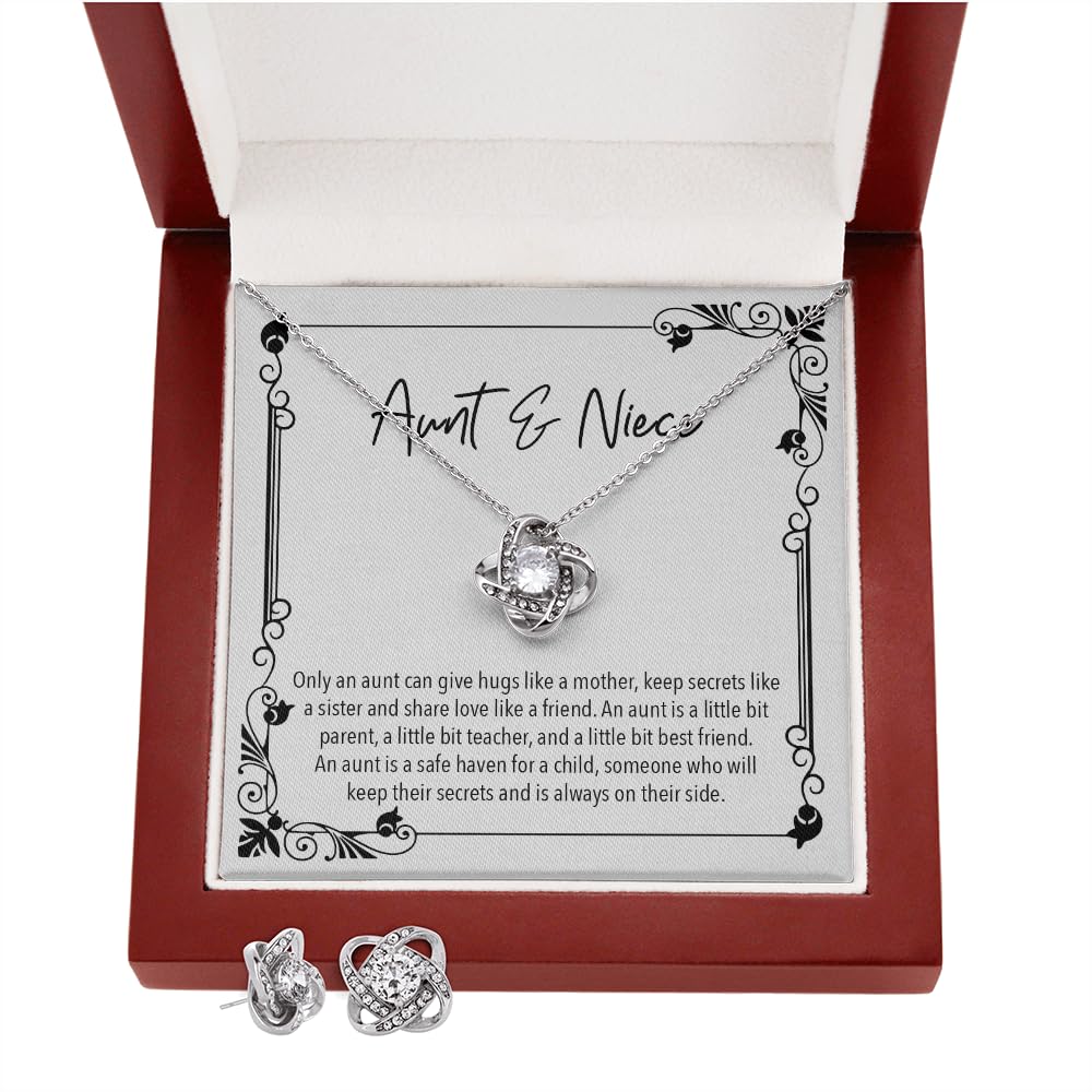 Thoughtful Aunt Gift Ideas - Elegant Women's Pendant Necklaces with Personalized Message Cards in Mahogany Luxury Gift Box with LED Light | Perfect for Birthday, Anniversary, Mother's Day & Special Occasions