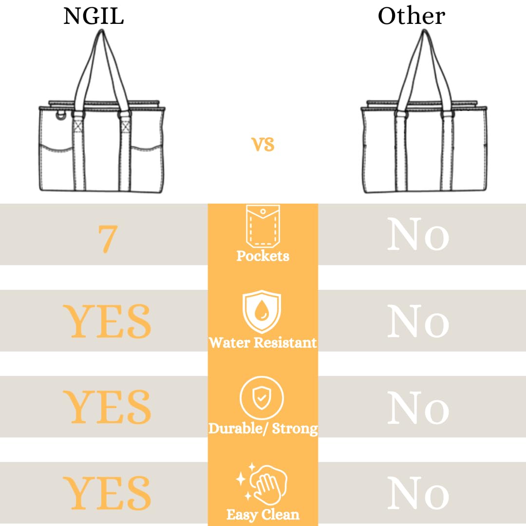 NGIL Waterproof Tote Bag with Top Zipper - Durable Utility Bag for Work, Gym & Travel - Perfect Gift for Women, Nurses & Professionals - Great for Commuting, Shopping & Outdoor Activities