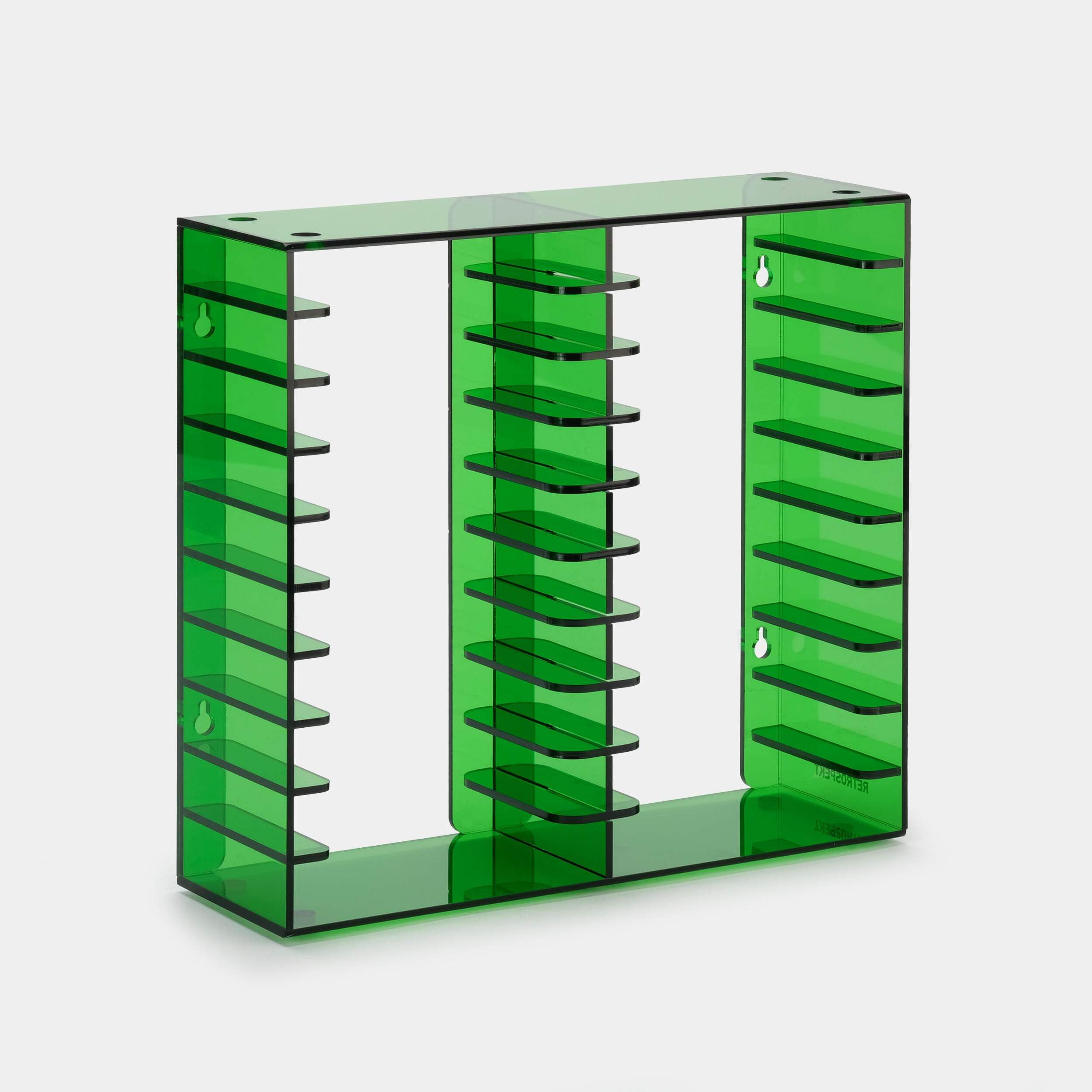 20-Slot Acrylic Cassette Tape Storage Organizer - Green | Compact & Durable Cassette Holder for Music Collectors & Vintage Enthusiasts | Perfect for Home, Studio & Office Organization