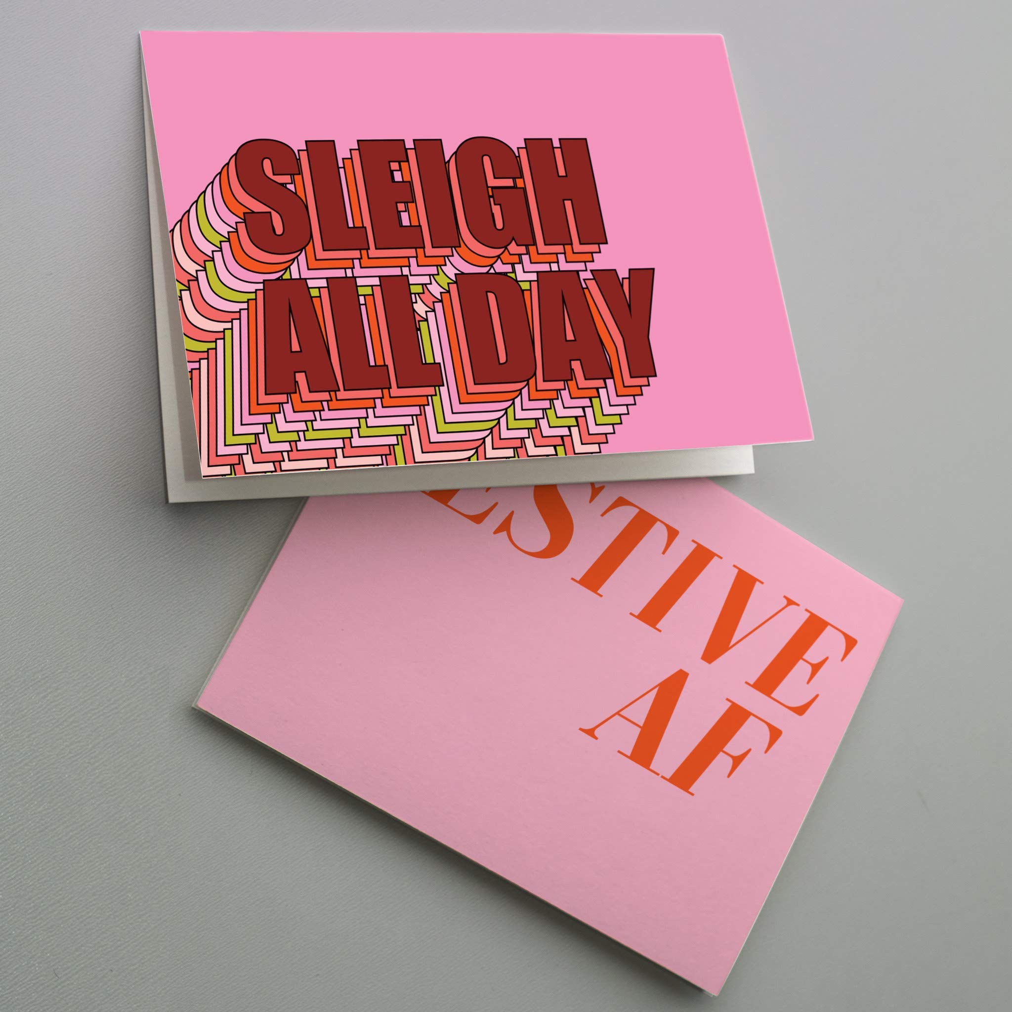 24 Pack Hot Pink Feminine Christmas Cards - Millennial Hipster Holiday Greeting Cards with Envelopes | 12 Unique Designs for Coworkers, Friends & Adults | Perfect for Office Parties, Secret Santa & Festive Celebrations