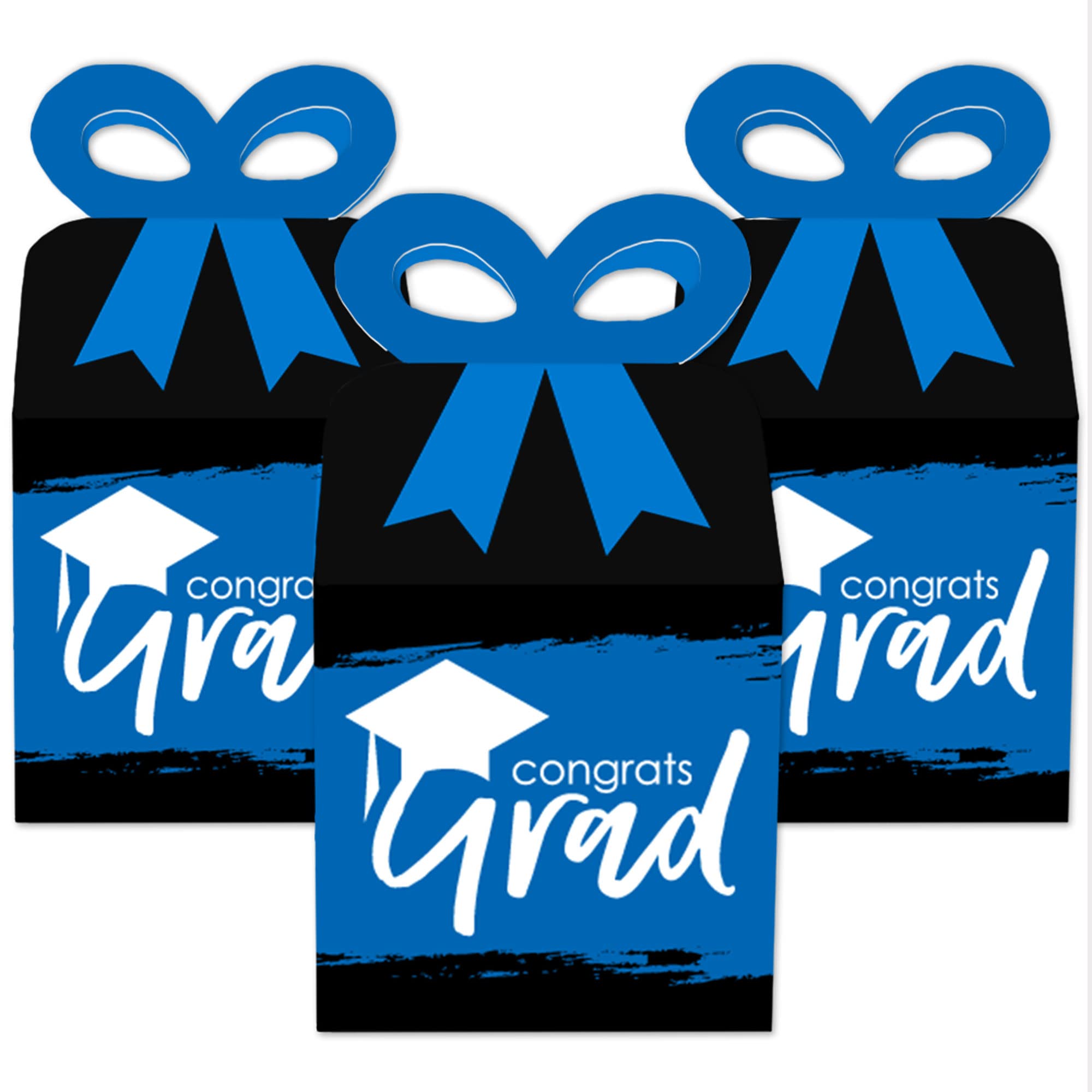 Best is Yet to Come Royal Blue Graduation Party Favor Boxes - Set of 12 Square Gift Boxes with Bows - Perfect for Graduation Decorations & Party Favors