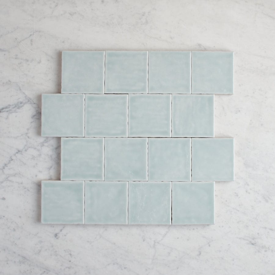 Premium Newport Gloss Sky Blue Ceramic Tile - 4x4 Inch Small Square Wall & Floor Tile for Bathroom, Kitchen Backsplash, and Shower Surround