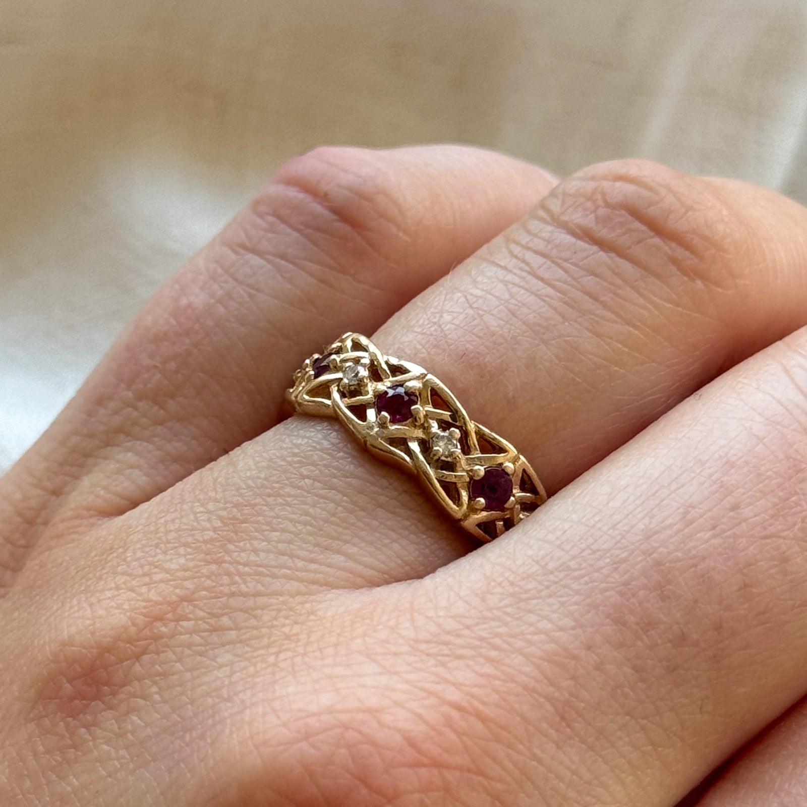 0.70ctw Diamond & Ruby Ring - 0.12ctw Genuine Gemstone Jewelry - Size 6.5 - Elegant Gift for Women, Anniversary & Special Occasions