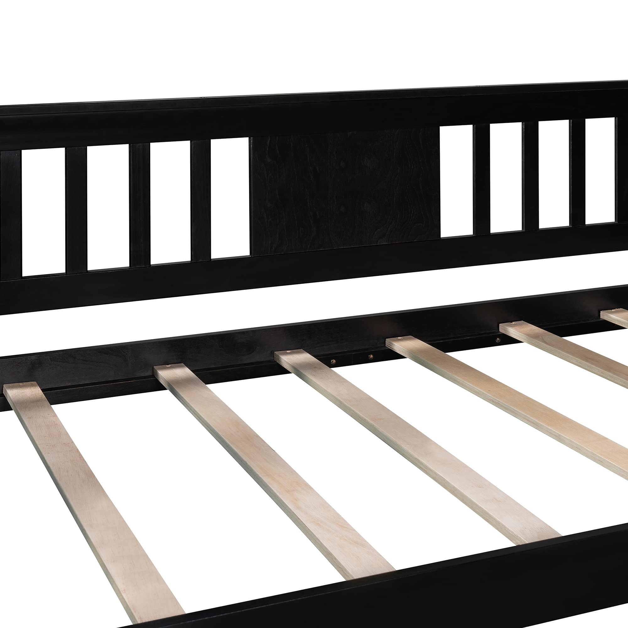 Twin Size Wooden Daybed with 2 Side Tables & 8-Slat Support - No Box Spring Needed - Espresso Finish - Perfect for Guest Rooms, Dormitories & Small Spaces