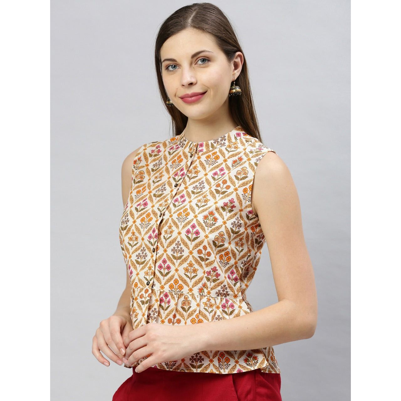 Women's Sleeveless Short Kurti Top - Stylish Cotton Summer Tunic for Casual Wear, Festivals & Boho Outfits