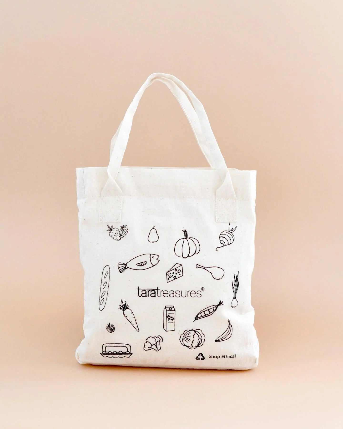 Tara Treasures Pretend Play Cotton Shopping Bag for Kids - Eco-Friendly Reusable Grocery Tote for Pretend Play, Role Play & Shopping Games - Perfect for Preschool Learning & Imaginative Play