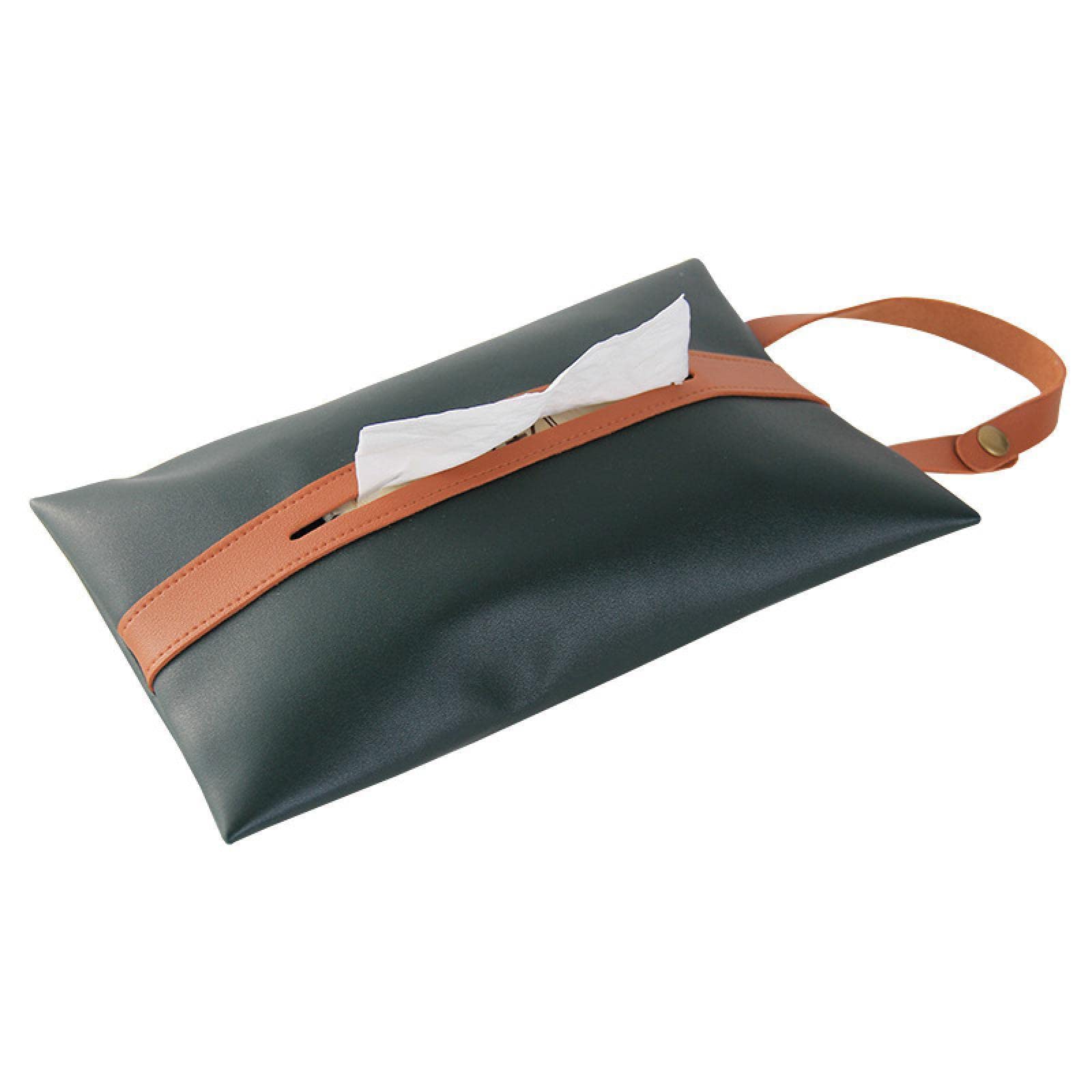 NarcNton Hanging Tissue Box Holder - Reusable Leather Toilet Paper Dispenser for Car, Truck, Bathroom & Vanity - Blackish Green Home Decor for Modern Spaces