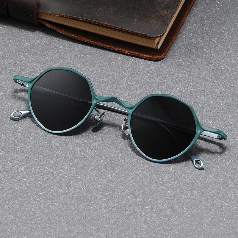 Unisex Black Titanium Polarized Sunglasses S5973 - Full Rim Polygon Frame for Men & Women - Perfect for Driving, Outdoor Sports & Fashion Accessories