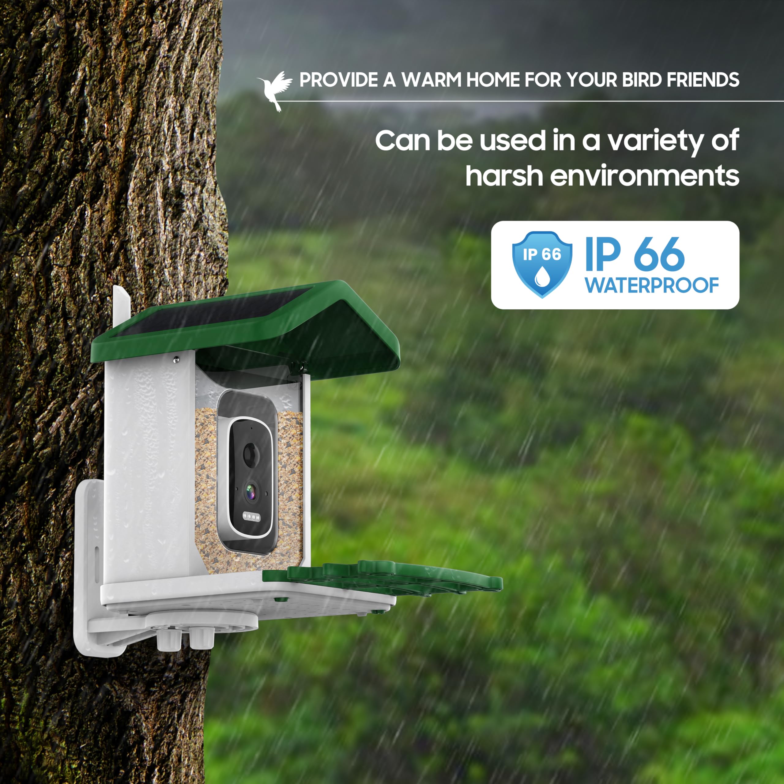 Amazzify® Smart Solar-Powered Bird Feeder with 4K HD Camera & AI Bird Identification - 32GB SD Card Included - Auto Capture Motion Detection - Perfect Gift for Bird Lovers - Ideal for Backyard Birdwatching & Wildlife Monitoring