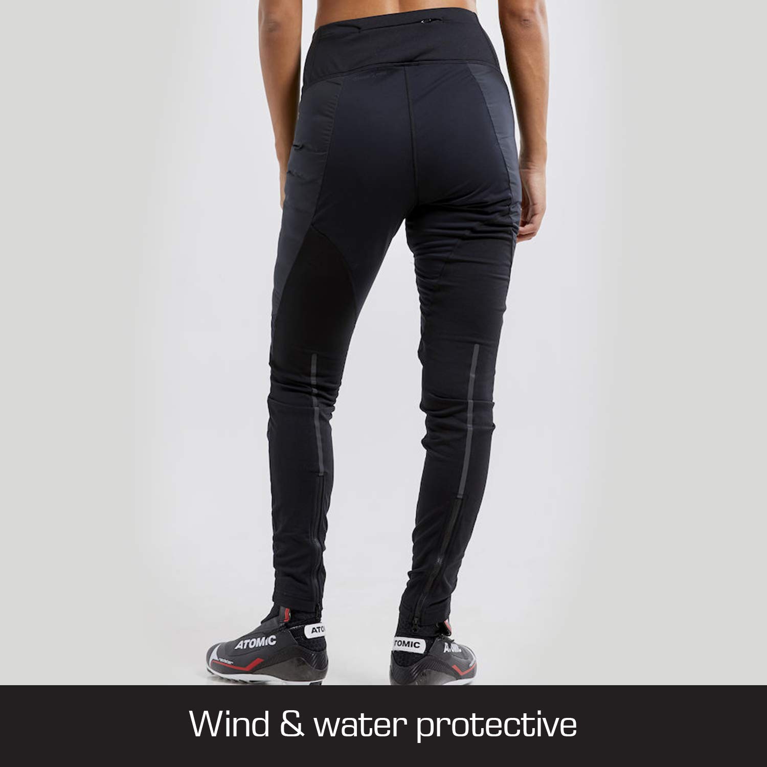 Women's Thermal Primaloft Nordic Tights for Cross Country Skiing - Winter Running & Outdoor Activities - Black