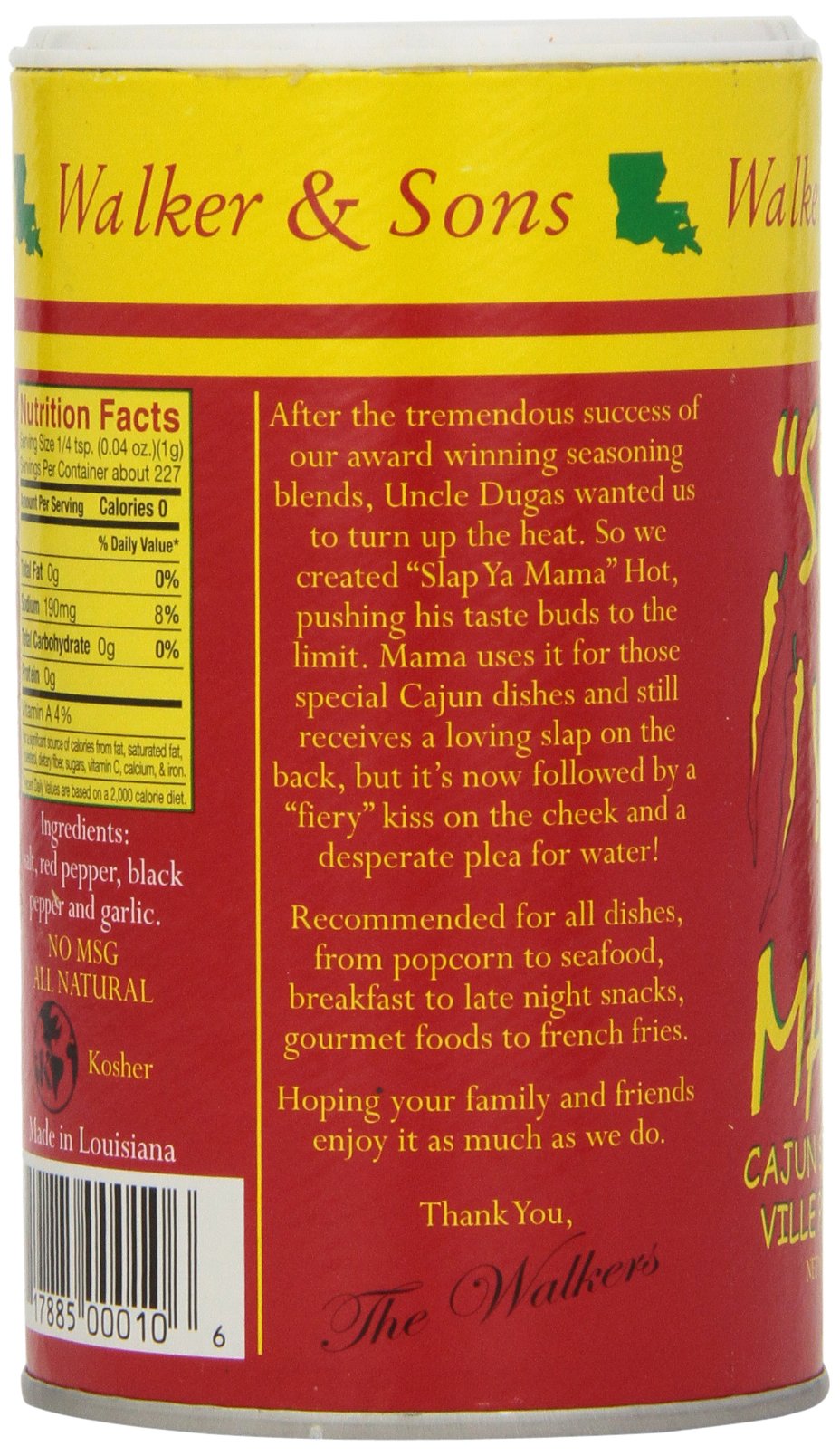 Slap Ya Mama Cajun Seasoning - Authentic Louisiana Hot Blend, No MSG, Kosher Certified, 8oz Can - Perfect for Gumbo, Jambalaya & Grilling