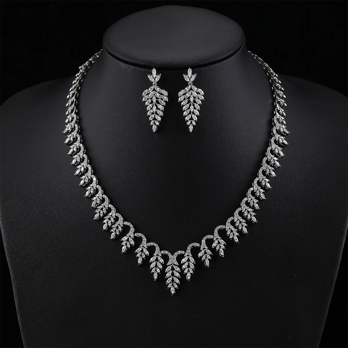 Luxury Cubic Zirconia Bridal Jewelry Set - Wedding Necklace & Earrings for Bride, CN11037 | Perfect for Wedding Ceremony, Engagement Party & Anniversary Gifts