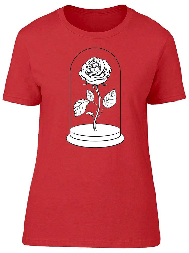 Elegant Rose Flower in Glass Print Women's T-Shirt - Casual Fashion Tee for Spring Outfits & Date Nights