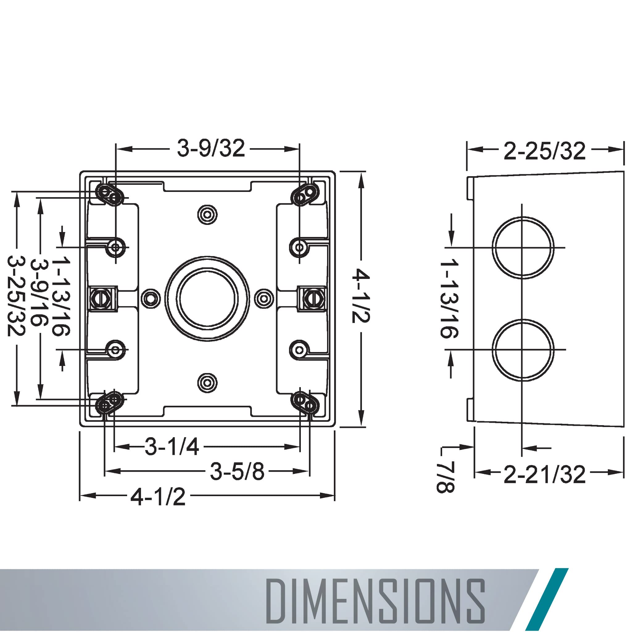 TayMac 5388-0 2-Gang Weatherproof Deep Electrical Box with Five 3/4-in. Threaded Outlets (Gray) - Outdoor Junction Box for Outlet, Switch & GFCI - Ideal for Patio, Garden & Pool Area Wiring