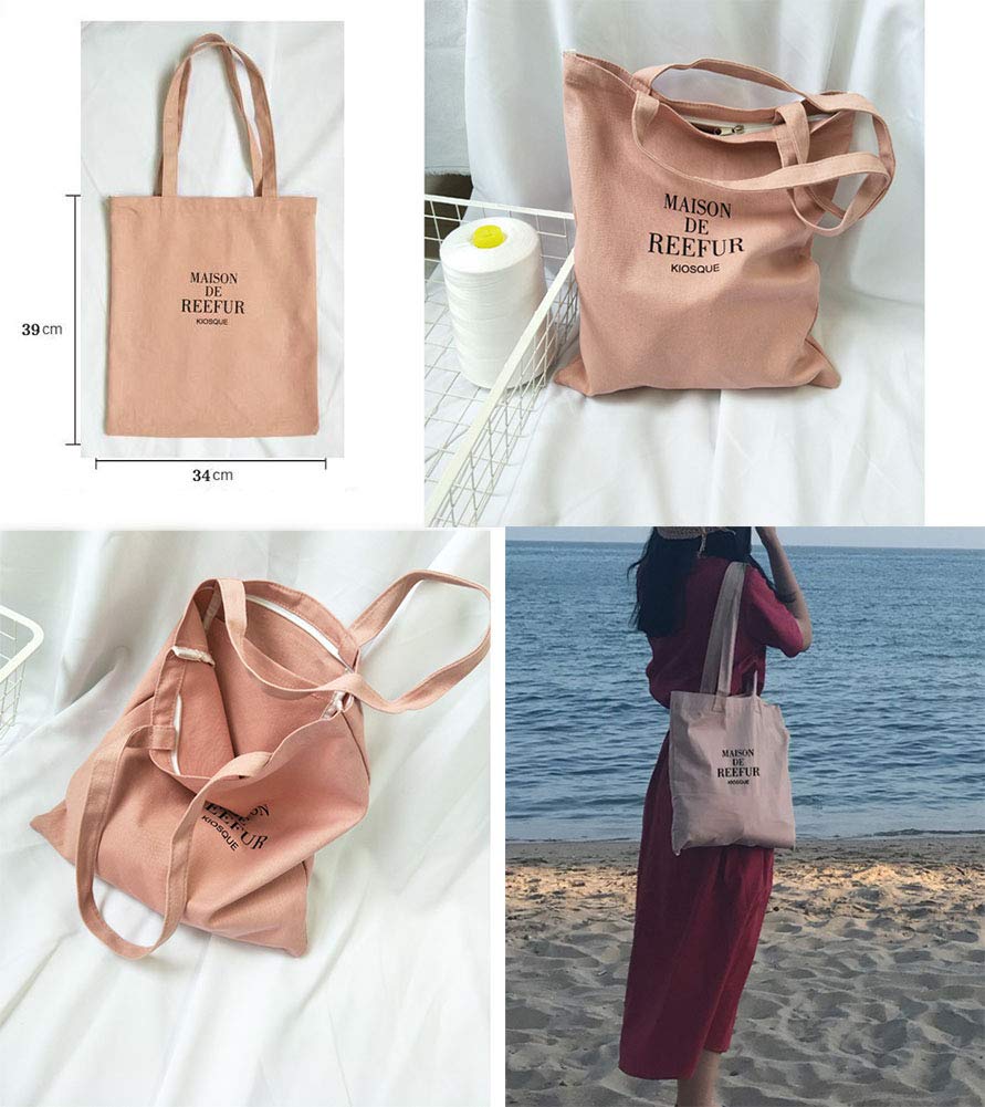 Eco-Friendly Canvas Tote Bag with Inner Pocket - Reusable Washable Grocery Shopping Bag for Women, Durable Shoulder Handbag for Work, Beach, Travel & Daily Use