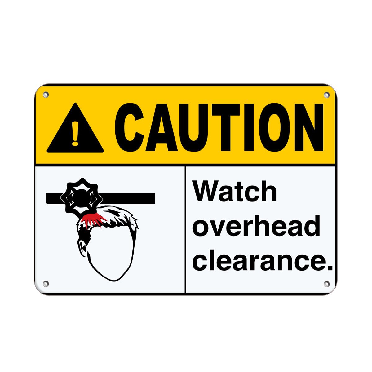 Aluminum Horizontal Metal Sign - Weatherproof Street Signage in Multiple Sizes (24x18 Inches) - Caution Watch Overhead Clearance Style3 White with Border - Perfect for Warehouses, Parking Garages & Construction Sites