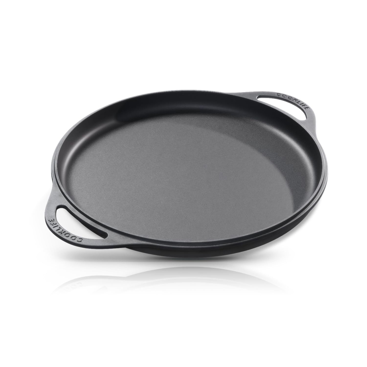12 Inch Pre-Seasoned Cast Iron Griddle - Smooth & Light Round Pizza Pan for Oven, Stove, Grill & Campfire - Easy to Clean Black Cast Iron Skillet - Perfect for Baking, Grilling, Camping & Outdoor Cooking