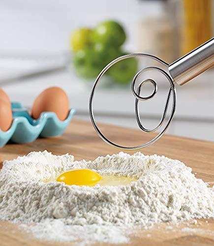 Tovolo 12-Inch Stainless Steel Dough Whisk - Professional Baking Tool for Bread, Pastry & Pizza Dough - Perfect for Home Bakers & Commercial Kitchens
