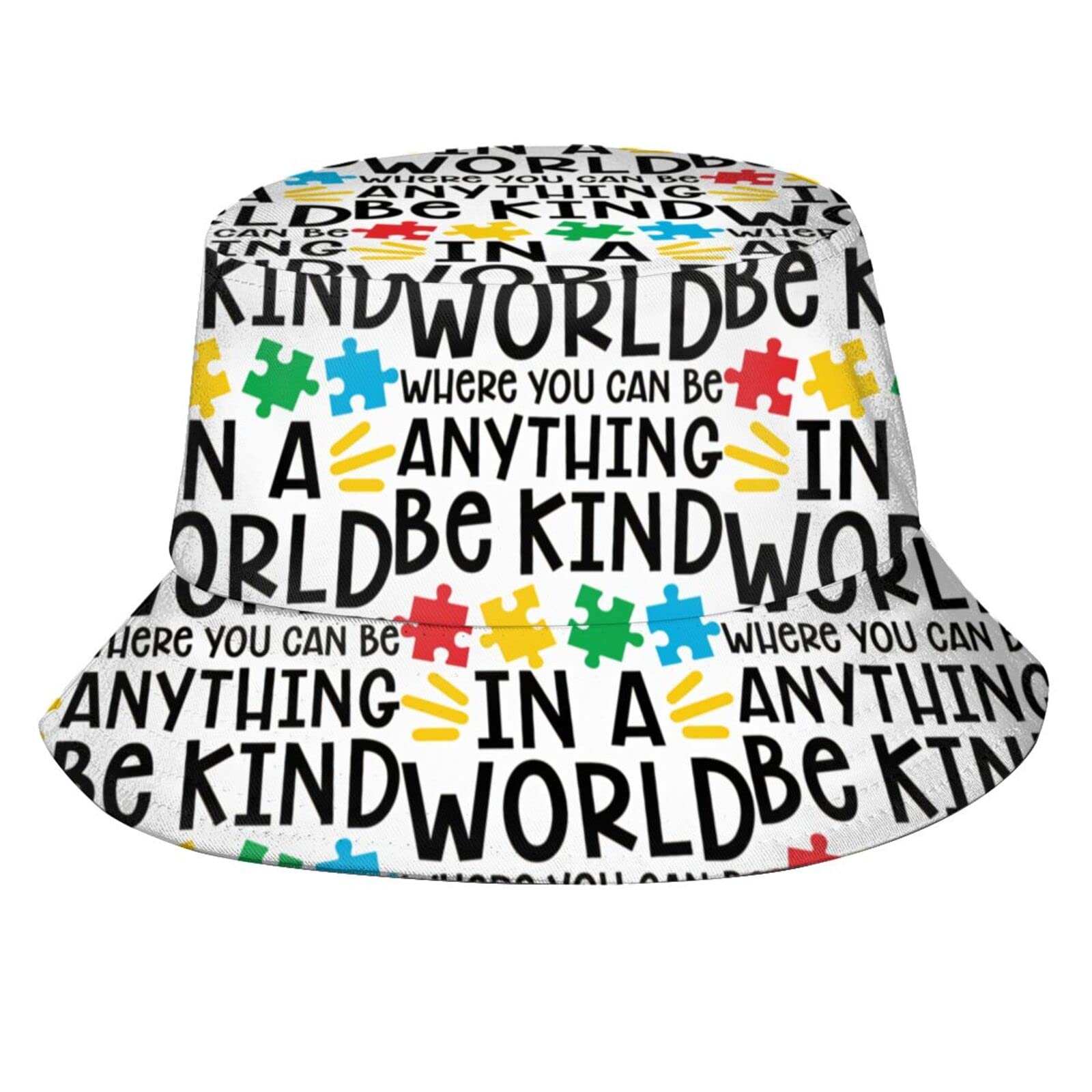 Autism Awareness Bucket Hat - Puzzle Piece Design Fisherman Sun Hat for Men & Women - Lightweight & Packable for Travel, Outdoor Activities & Daily Wear