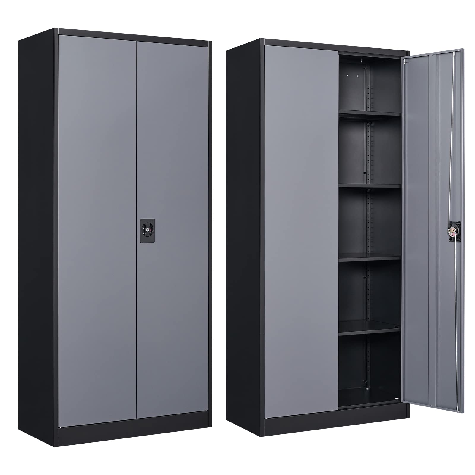 Steel Storage Cabinet with 2 Doors & 4 Adjustable Shelves - 71