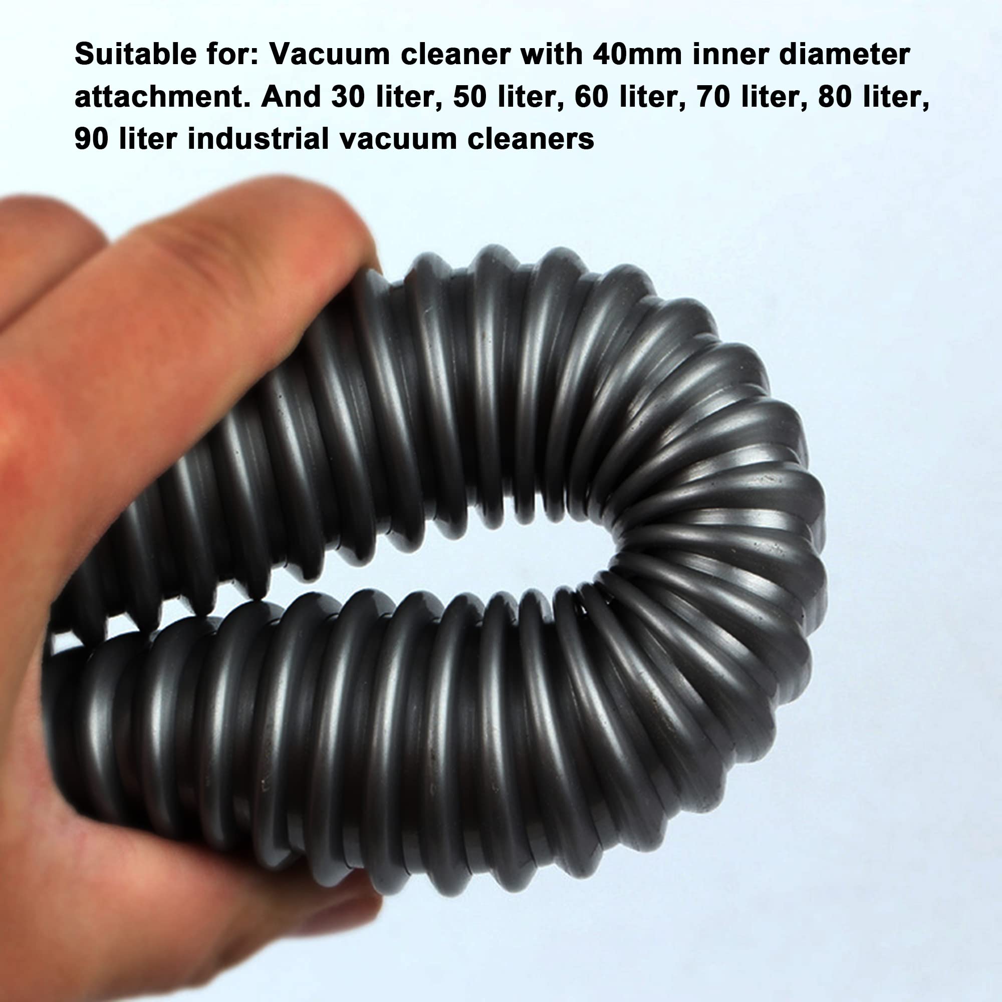 40mm Inner Diameter Central Vacuum Hose - Durable Plastic & Flexible Collection Hose for Home & Commercial Cleaning Systems - Perfect for Hard Floors, Carpets & Tight Spaces