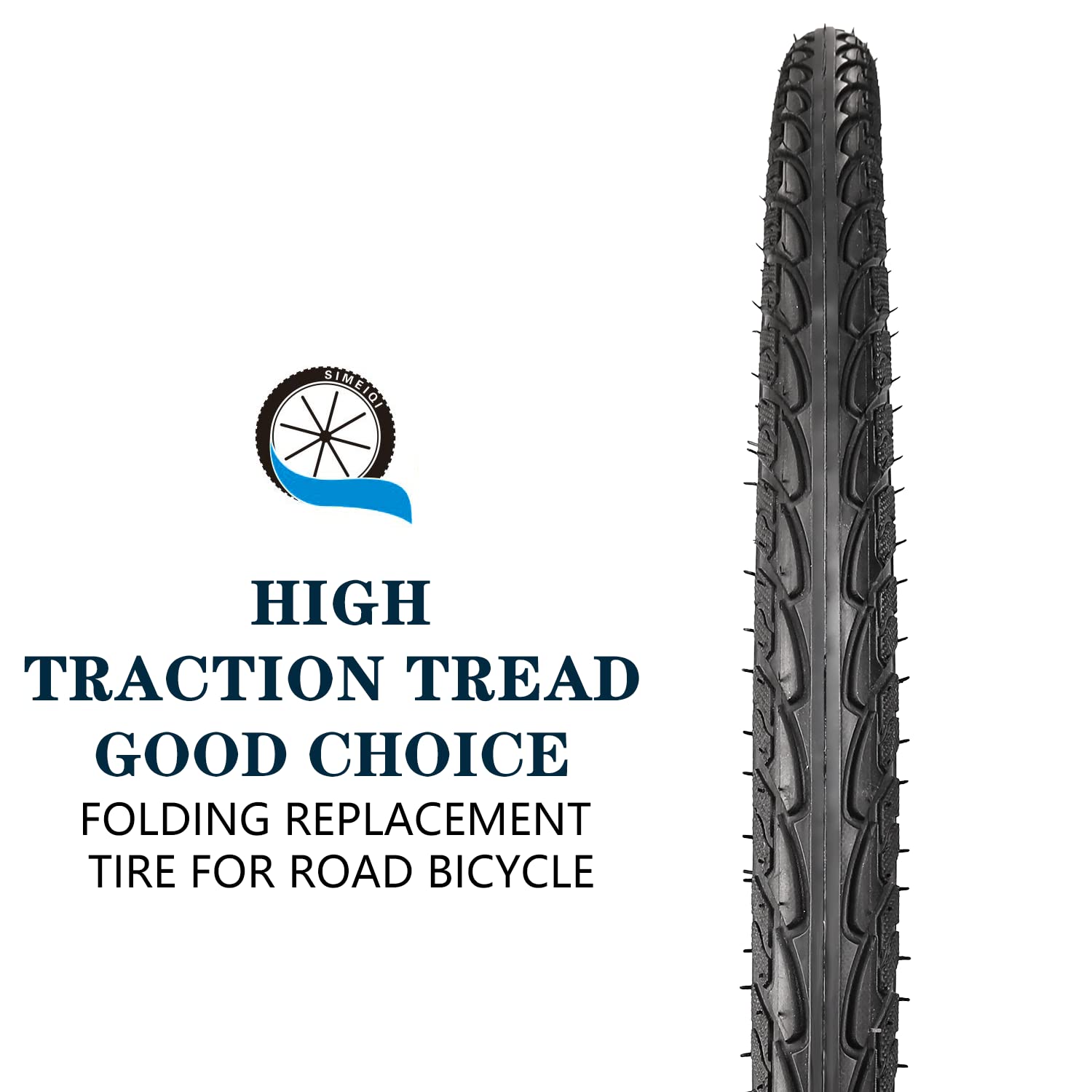 SIMEIQI 700x35C Bike Tires with Reflective Sidewall - Foldable Bicycle Tires for Road & Hybrid Bikes - Perfect for Commuting, Touring & Urban Cycling