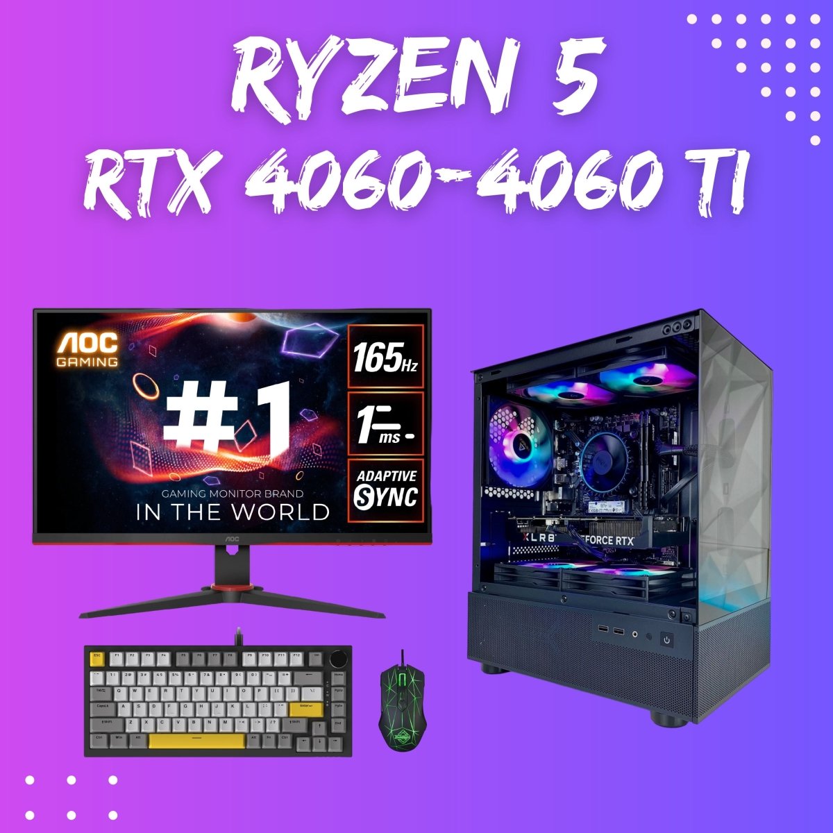 High-Performance Gaming PC Bundle with AMD Ryzen 5 & NVIDIA RTX 4060/4060Ti - Antec CX200 Case - Perfect for 4K Gaming, Streaming & Esports